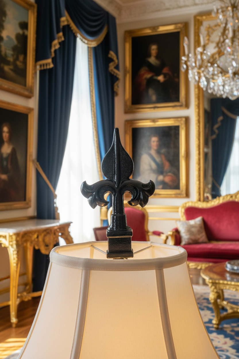 4-3/4" Tall Finial, Fleur-De-Lis, Gloss Black, 1/4-27F Tap (15152)