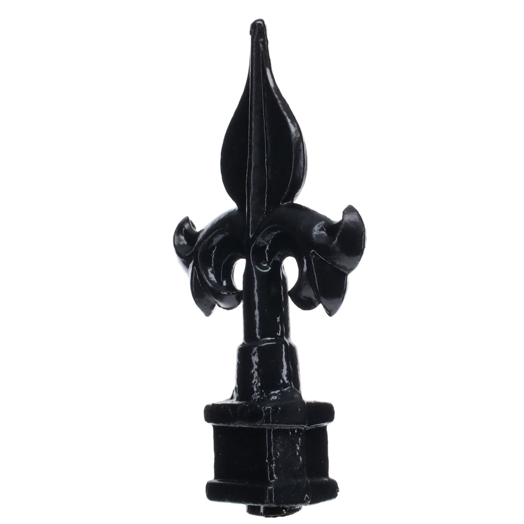 4-3/4" Tall Finial, Fleur-De-Lis, Gloss Black, 1/4-27F Tap (15152)