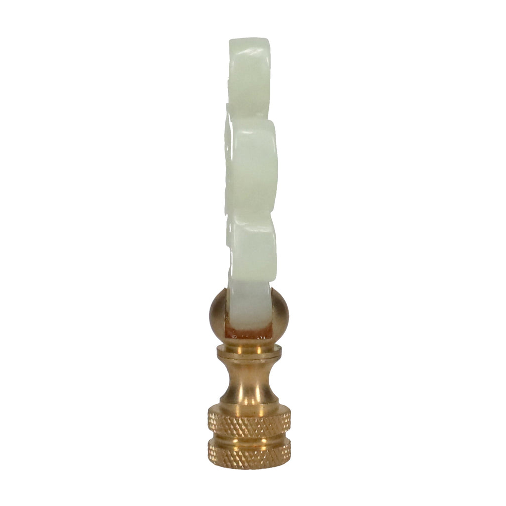 3" Tall Brass Finial, Carved Jade Stone, Star, Eternal Knot, 1/4-27F Tap (15153)
