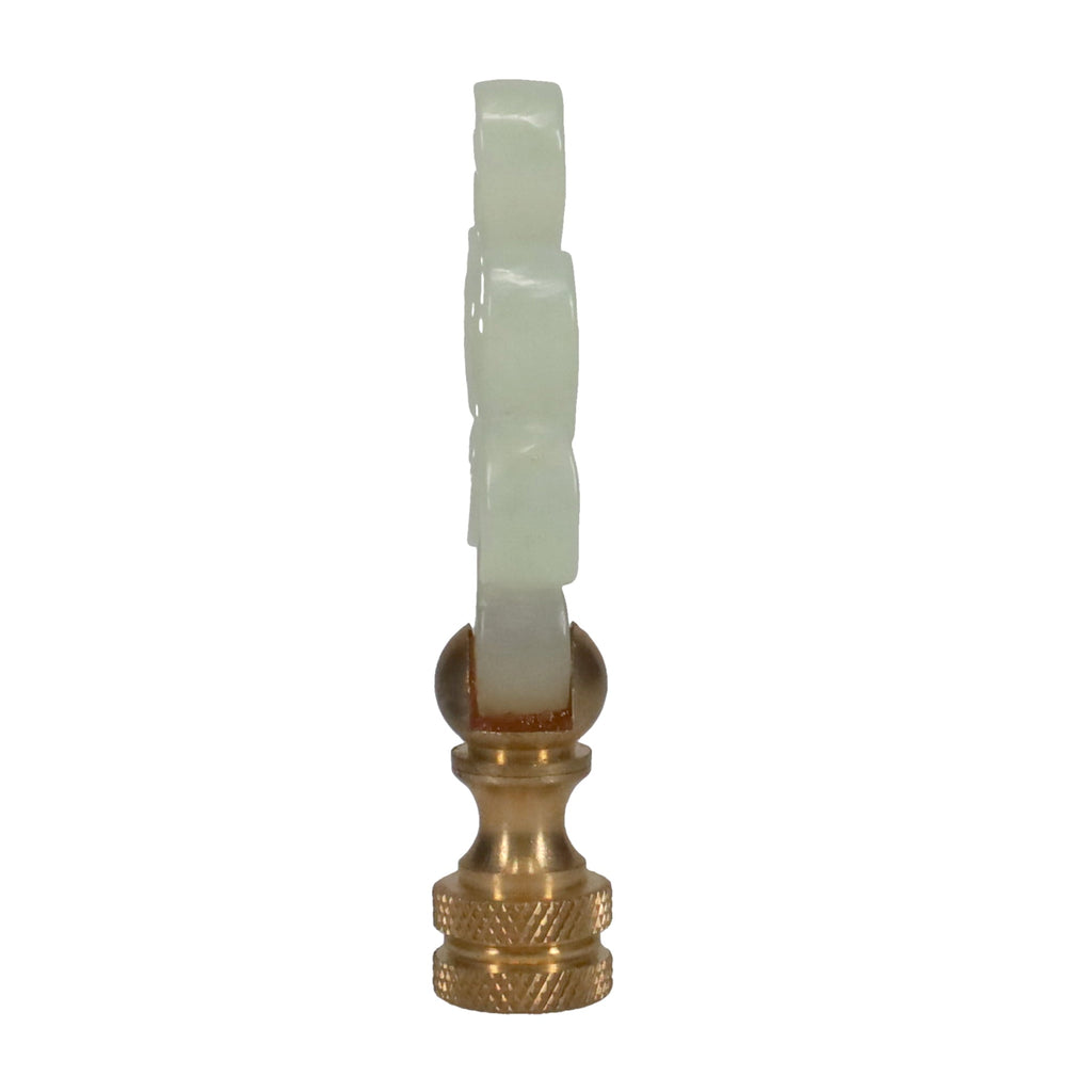 3" Tall Brass Finial, Carved Jade Stone, Star, Eternal Knot, 1/4-27F Tap (15153)