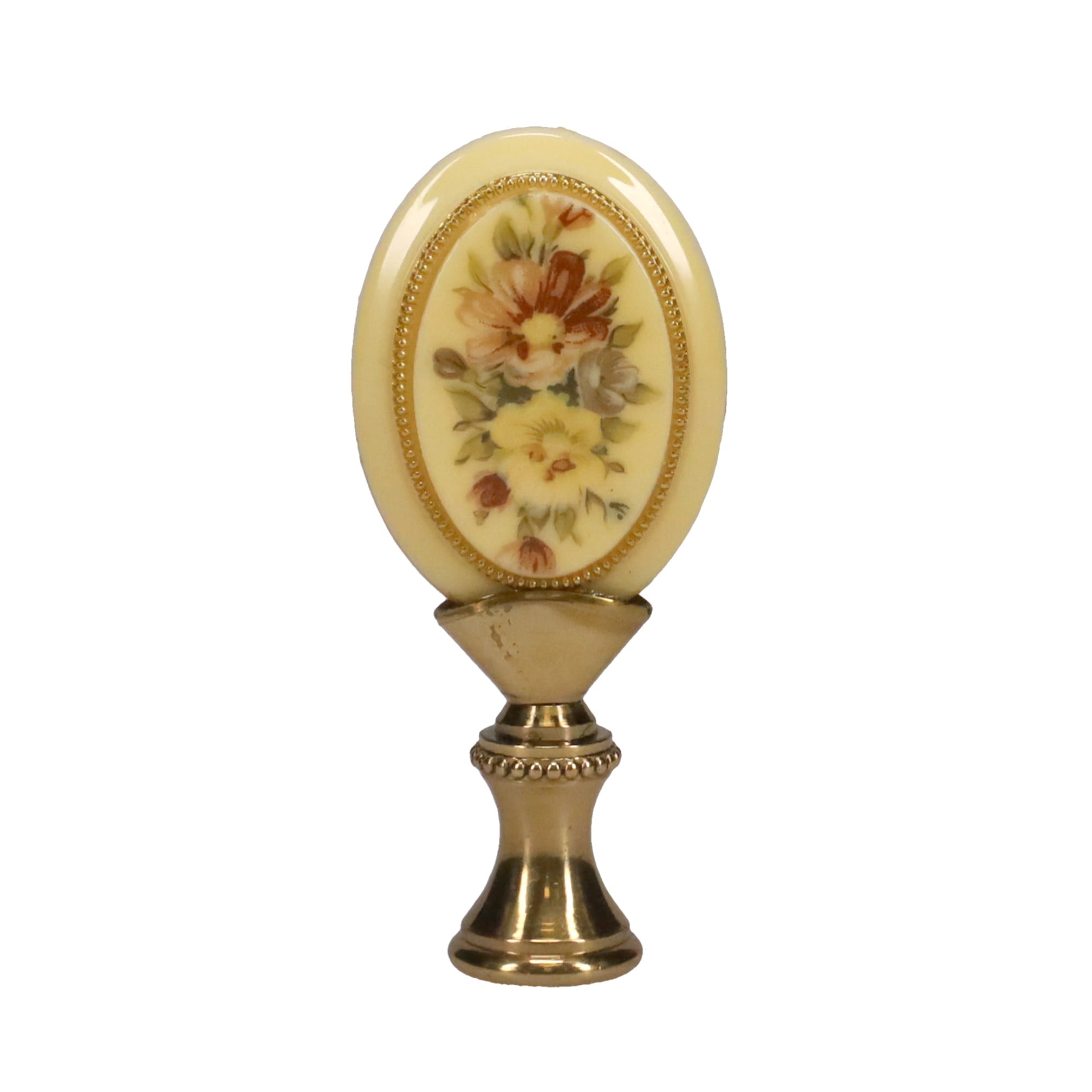 2-11/16" Tall Brass Finial, Floral Bouquet, 1/4-27F Tap (15154)