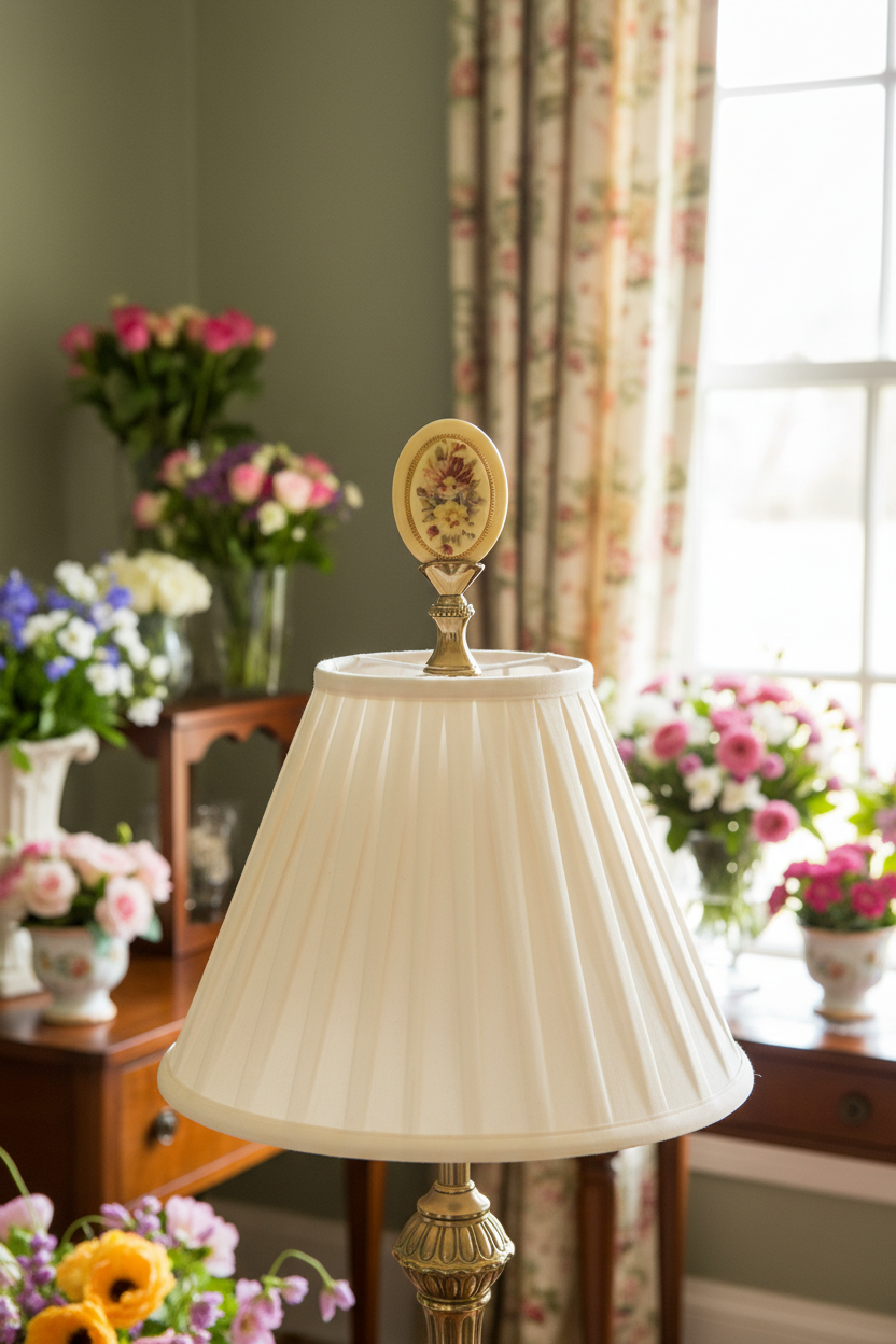 2-11/16" Tall Brass Finial, Floral Bouquet, 1/4-27F Tap (15154)