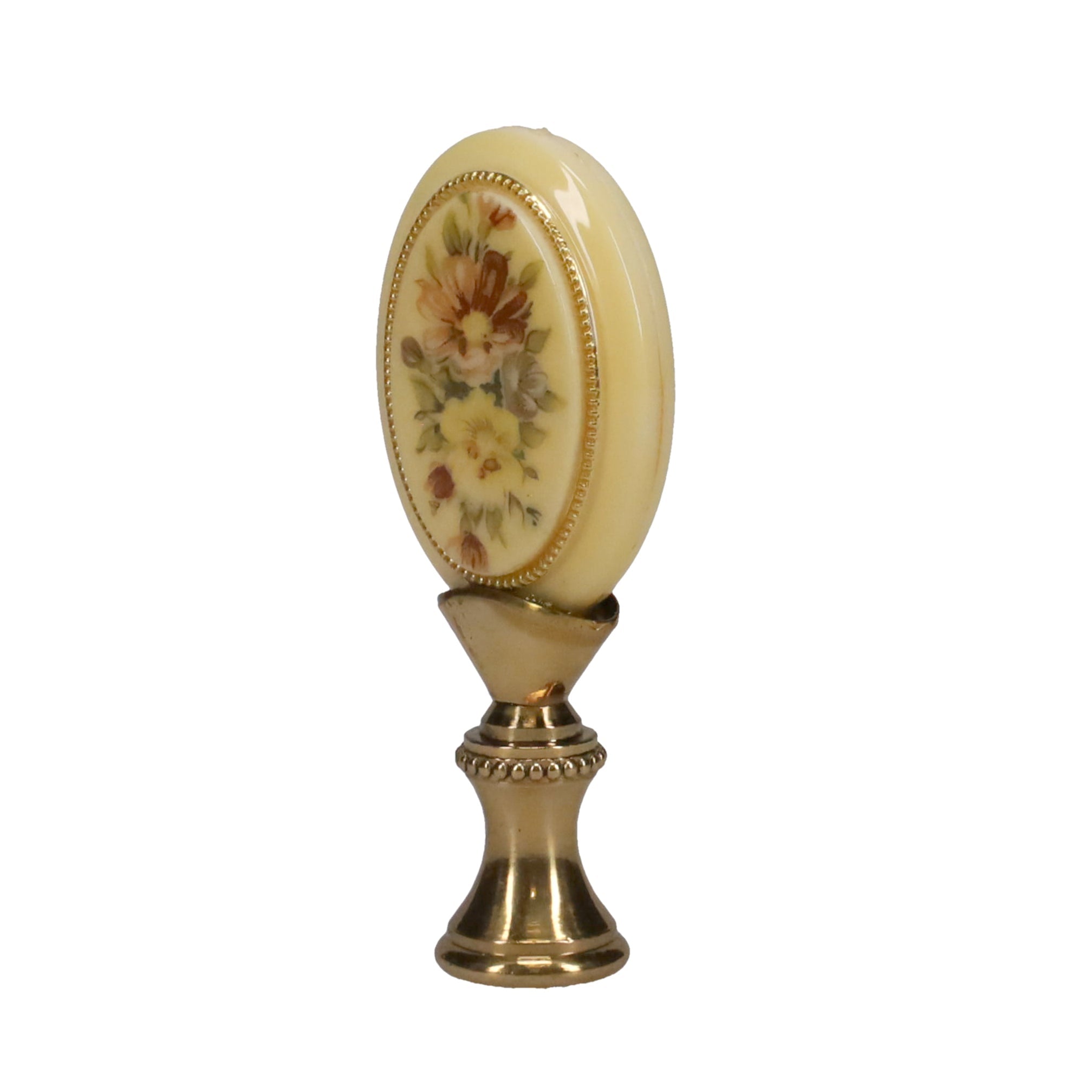 2-11/16" Tall Brass Finial, Floral Bouquet, 1/4-27F Tap (15154)