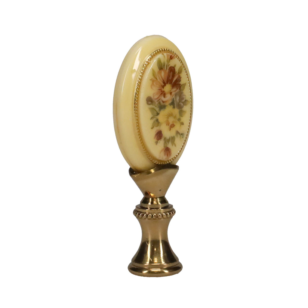 2-11/16" Tall Brass Finial, Floral Bouquet, 1/4-27F Tap (15154)