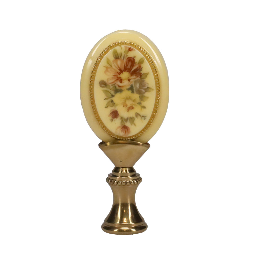 2-11/16" Tall Brass Finial, Floral Bouquet, 1/4-27F Tap (15154)