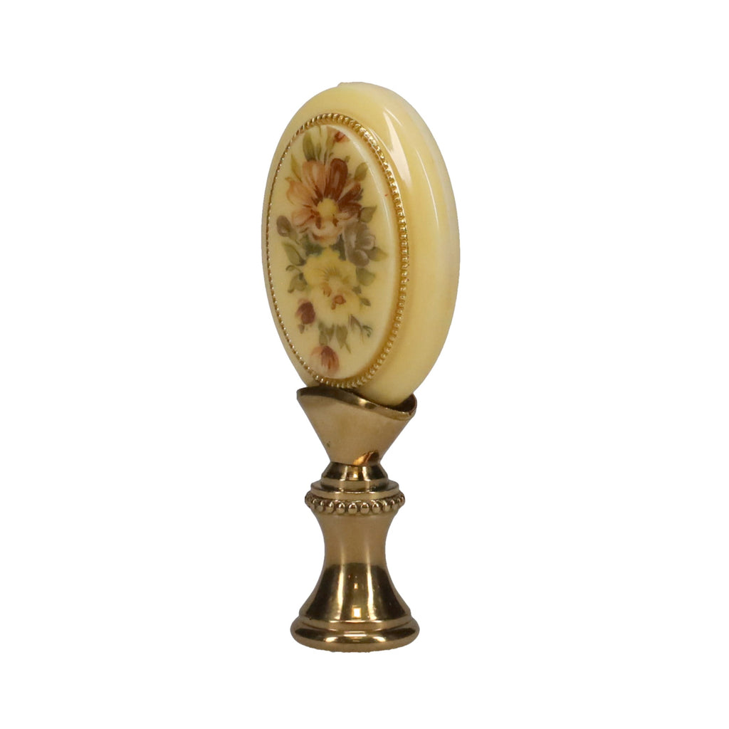 2-11/16" Tall Brass Finial, Floral Bouquet, 1/4-27F Tap (15154)