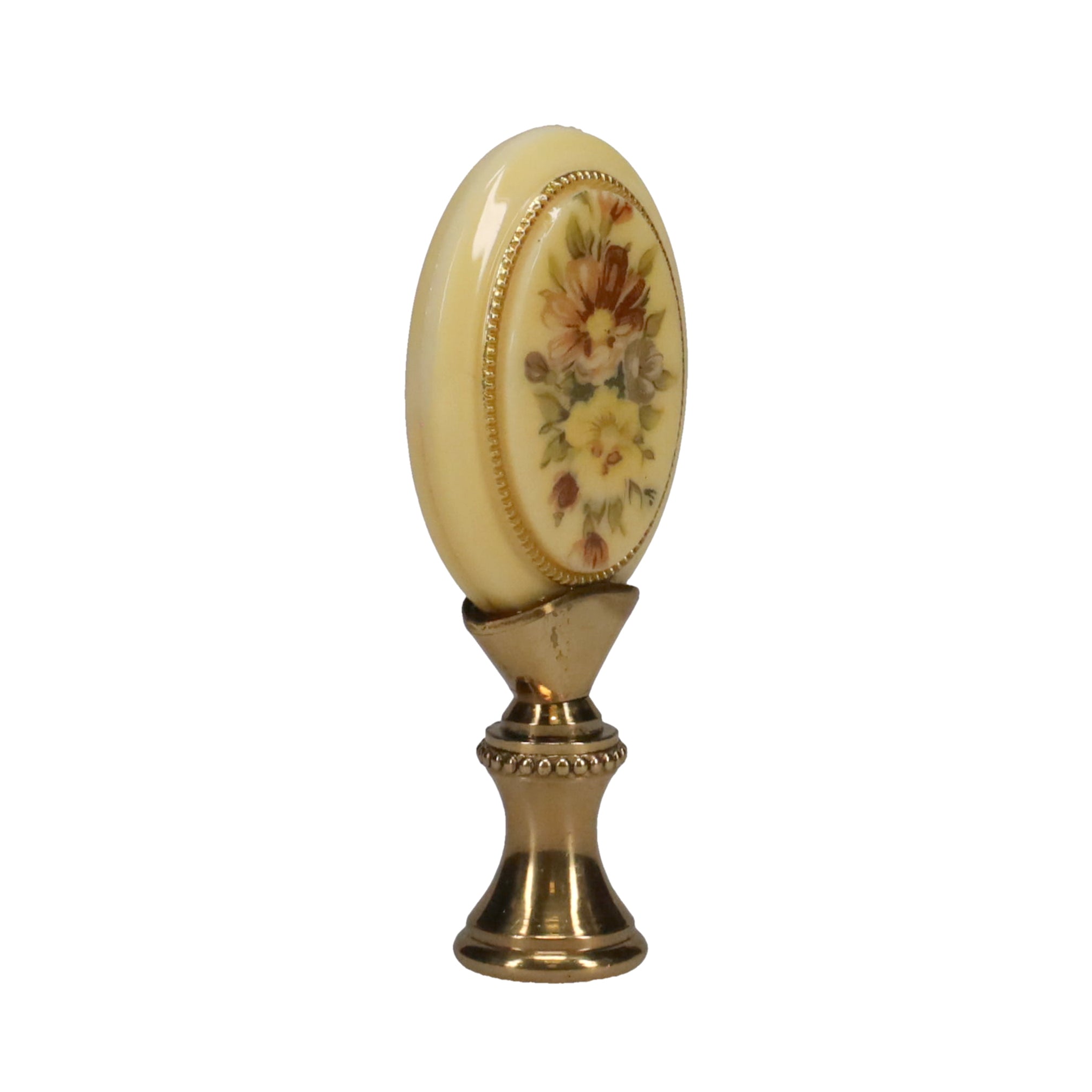 2-11/16" Tall Brass Finial, Floral Bouquet, 1/4-27F Tap (15154)