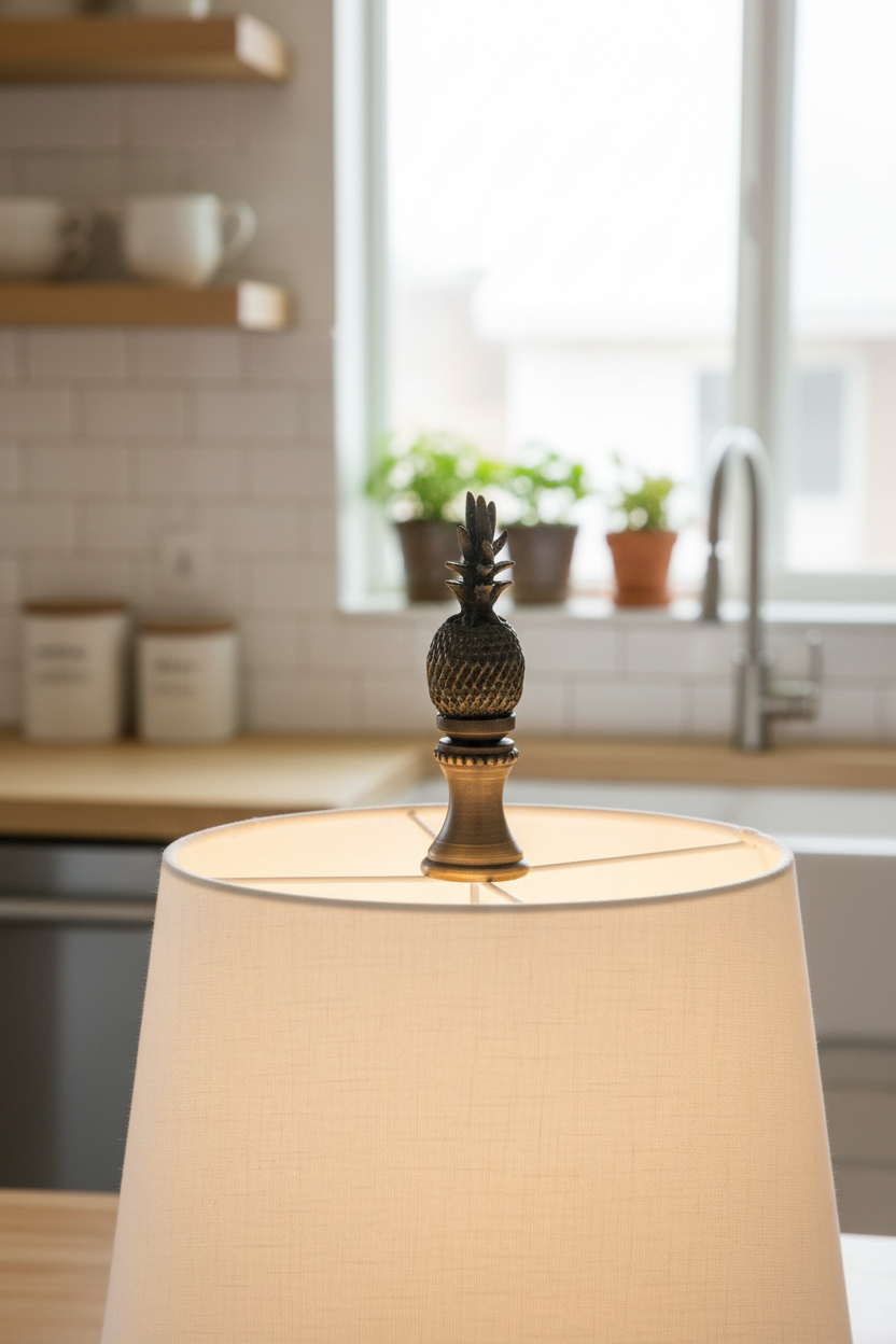 2-1/8" Tall Brass Finial, Dark Bronze Pineapple, 1/4-27F Tap (15155)