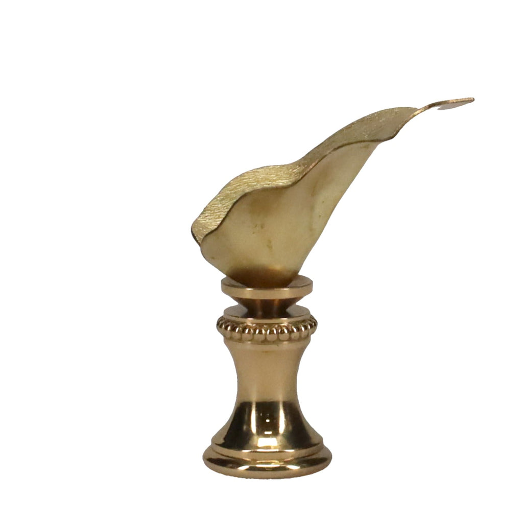 1-3/4" Tall Brass Finial, Water Lily, 1/4-27F Tap (15156)
