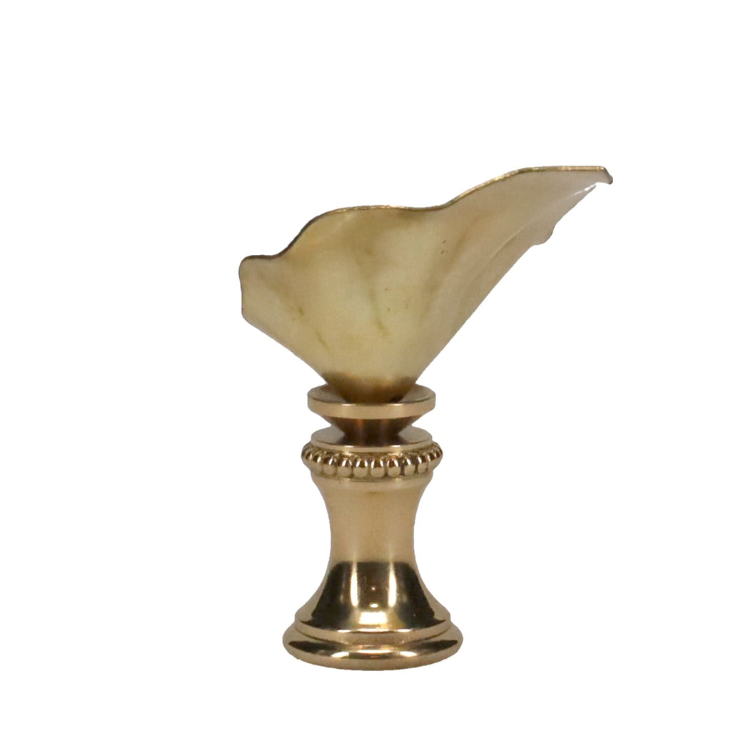 1-3/4" Tall Brass Finial, Water Lily, 1/4-27F Tap (15156)