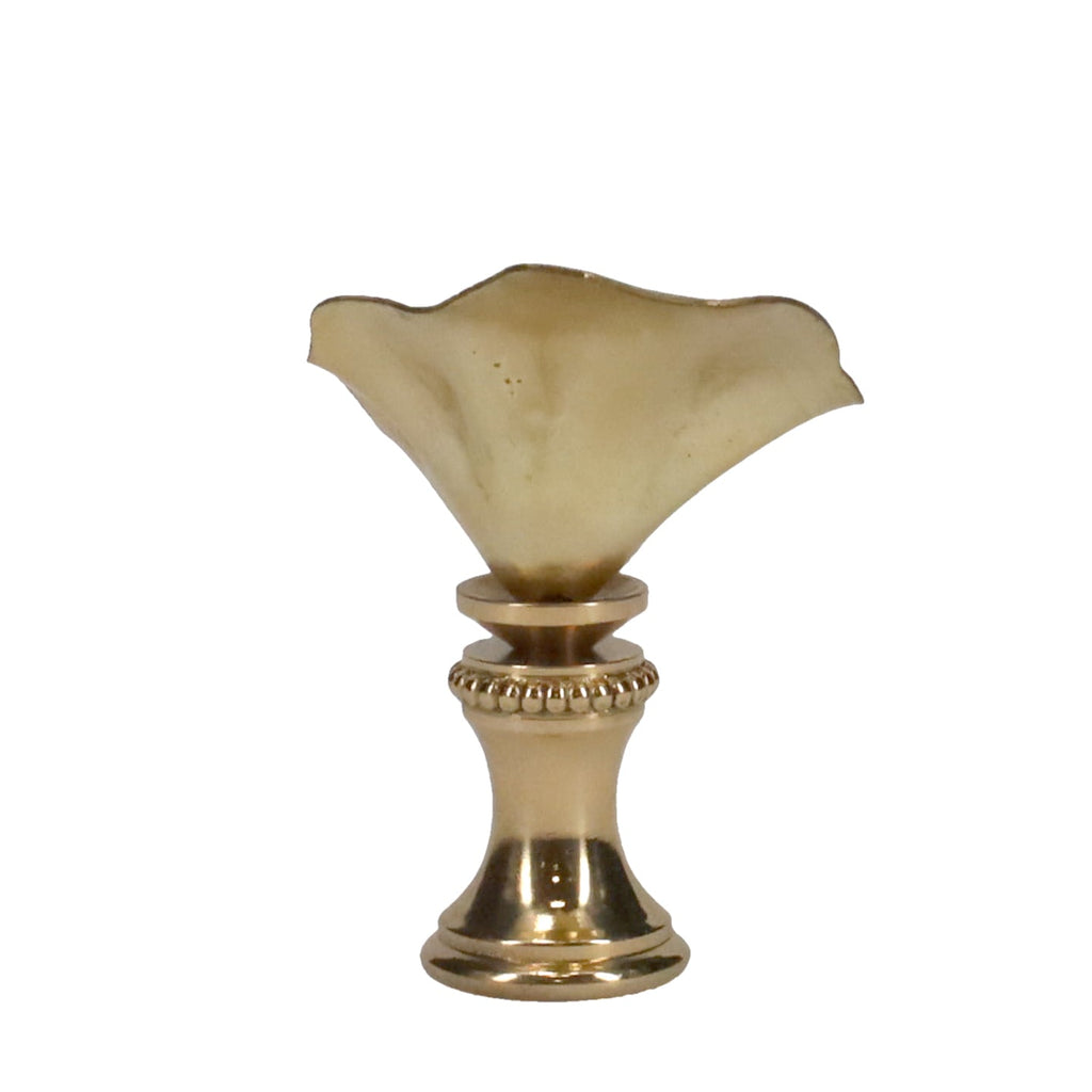 1-3/4" Tall Brass Finial, Water Lily, 1/4-27F Tap (15156)