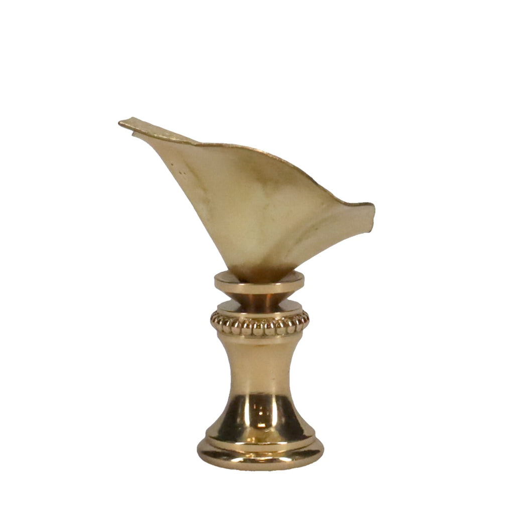 1-3/4" Tall Brass Finial, Water Lily, 1/4-27F Tap (15156)