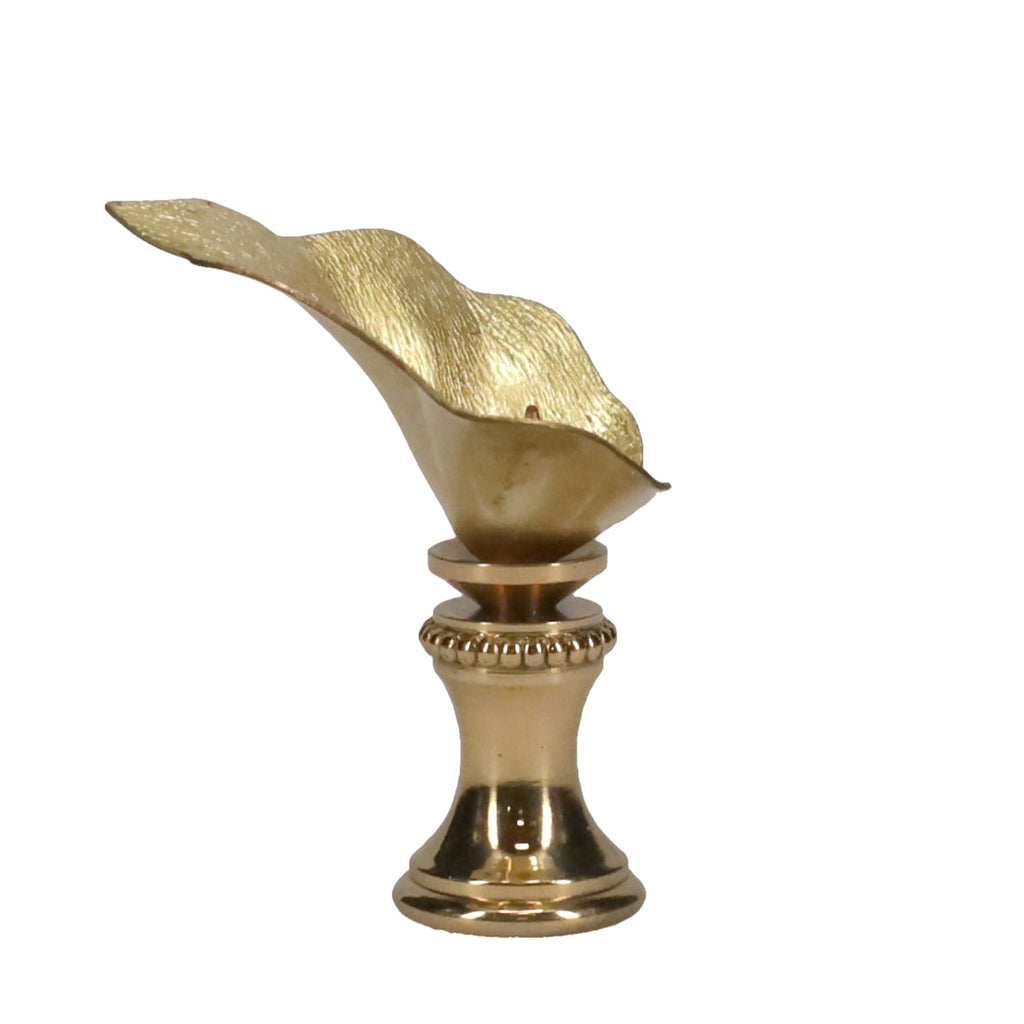 1-3/4" Tall Brass Finial, Water Lily, 1/4-27F Tap (15156)