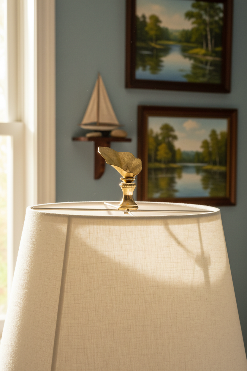 1-3/4" Tall Brass Finial, Water Lily, 1/4-27F Tap (15156)