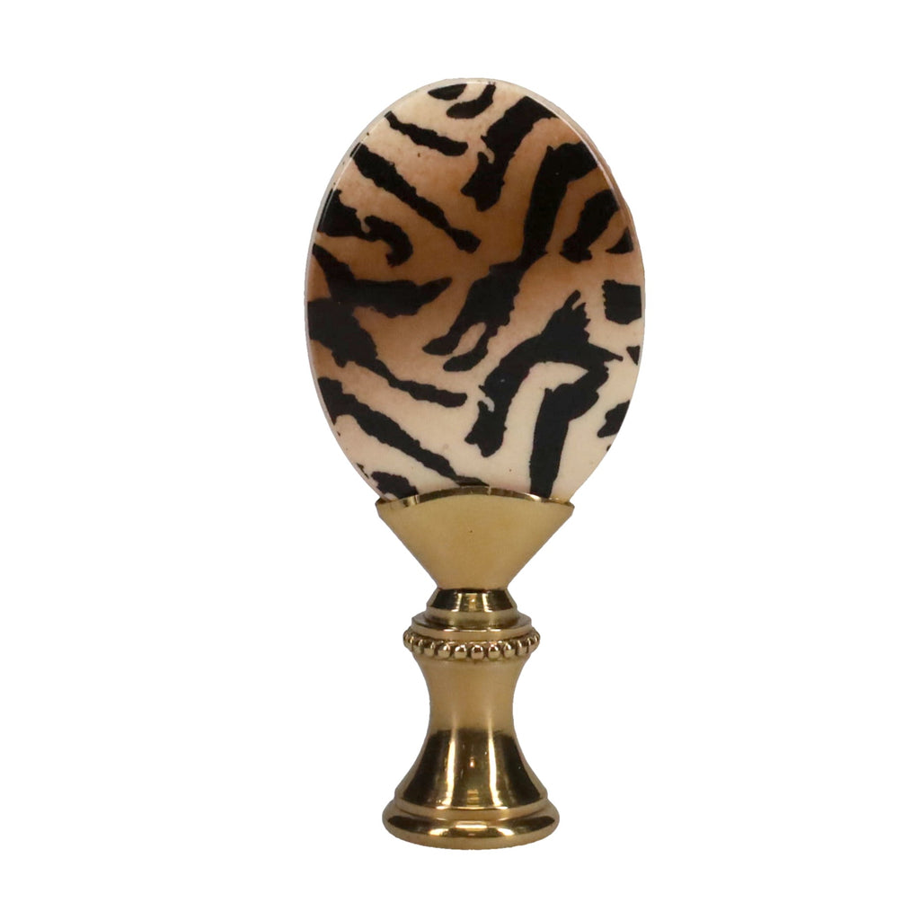 2-5/8" Tall Brass Finial, Tiger Stripes, 1/4-27F Tap (15157)