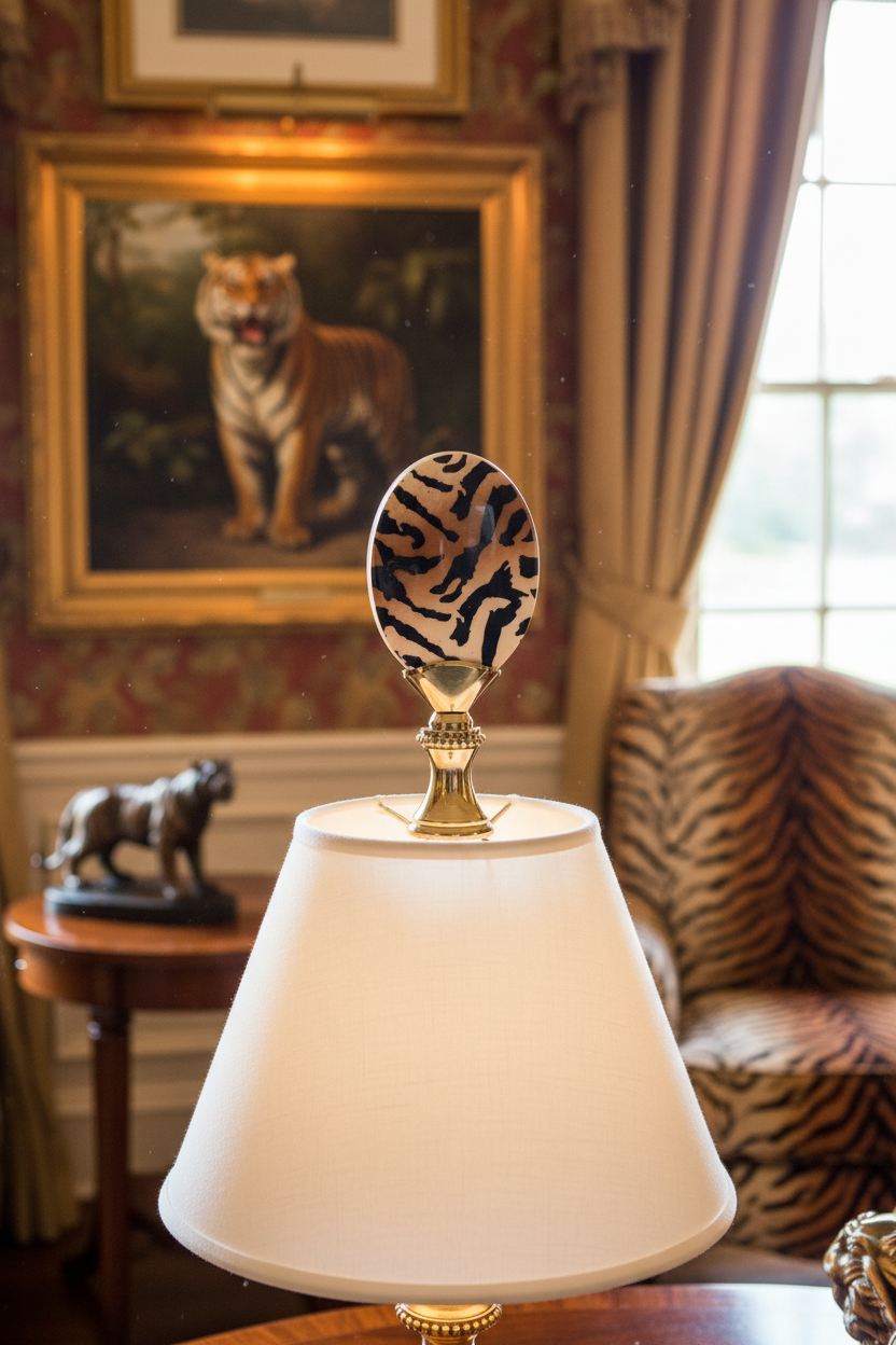 2-5/8" Tall Brass Finial, Tiger Stripes, 1/4-27F Tap (15157)