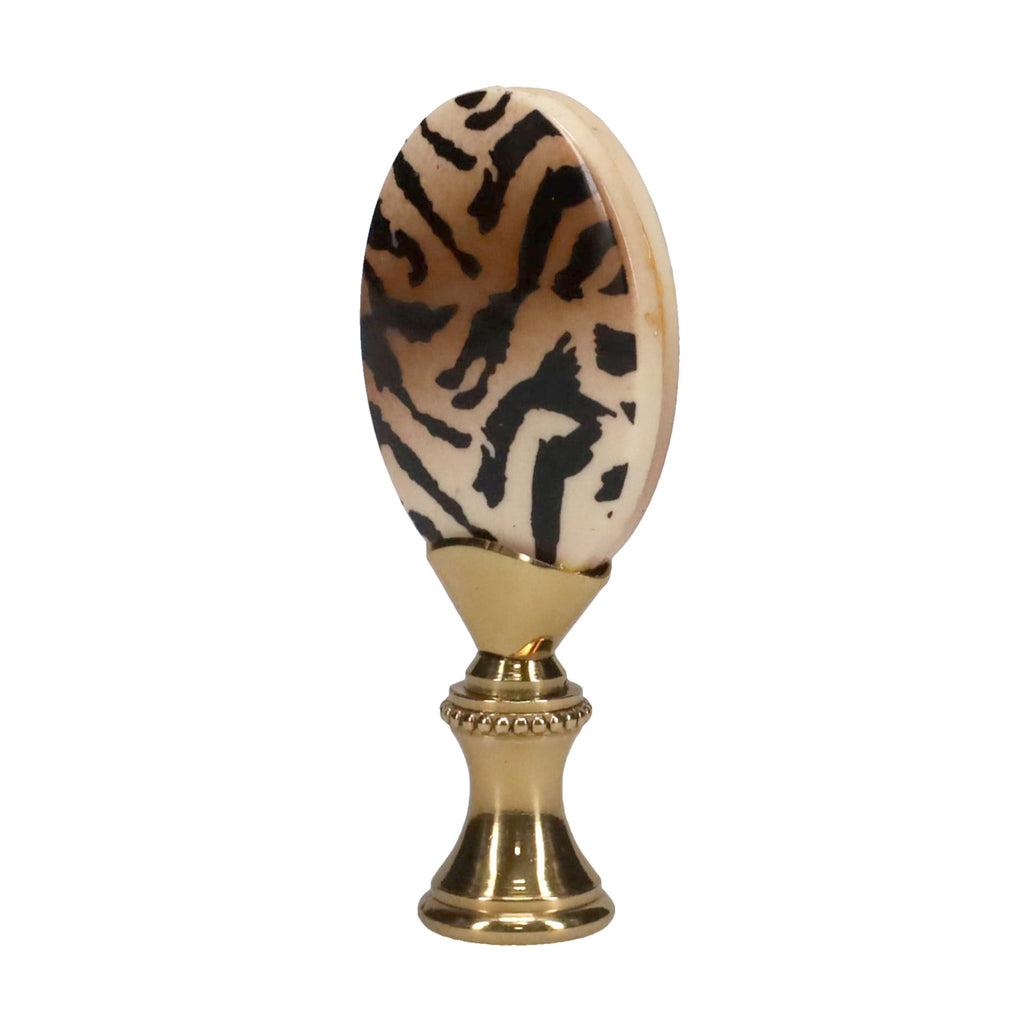 2-5/8" Tall Brass Finial, Tiger Stripes, 1/4-27F Tap (15157)