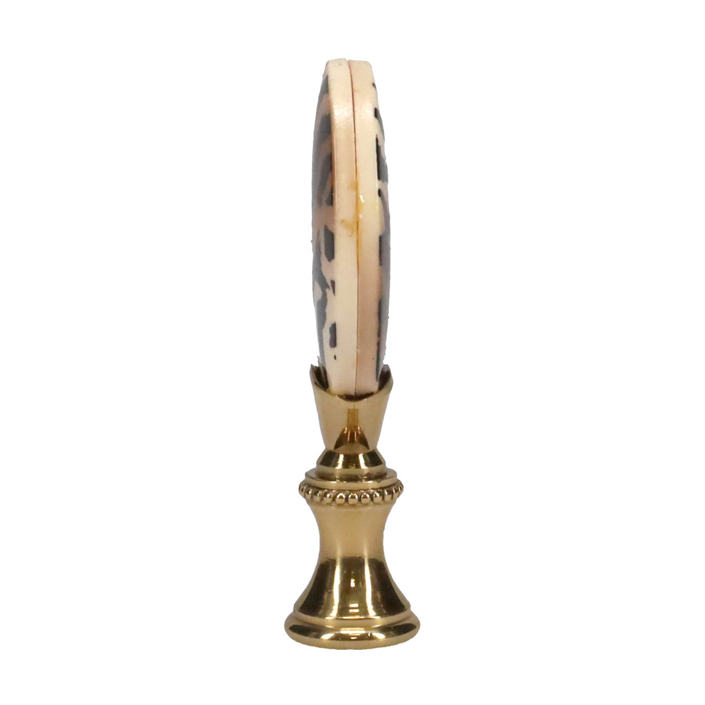 2-5/8" Tall Brass Finial, Tiger Stripes, 1/4-27F Tap (15157)