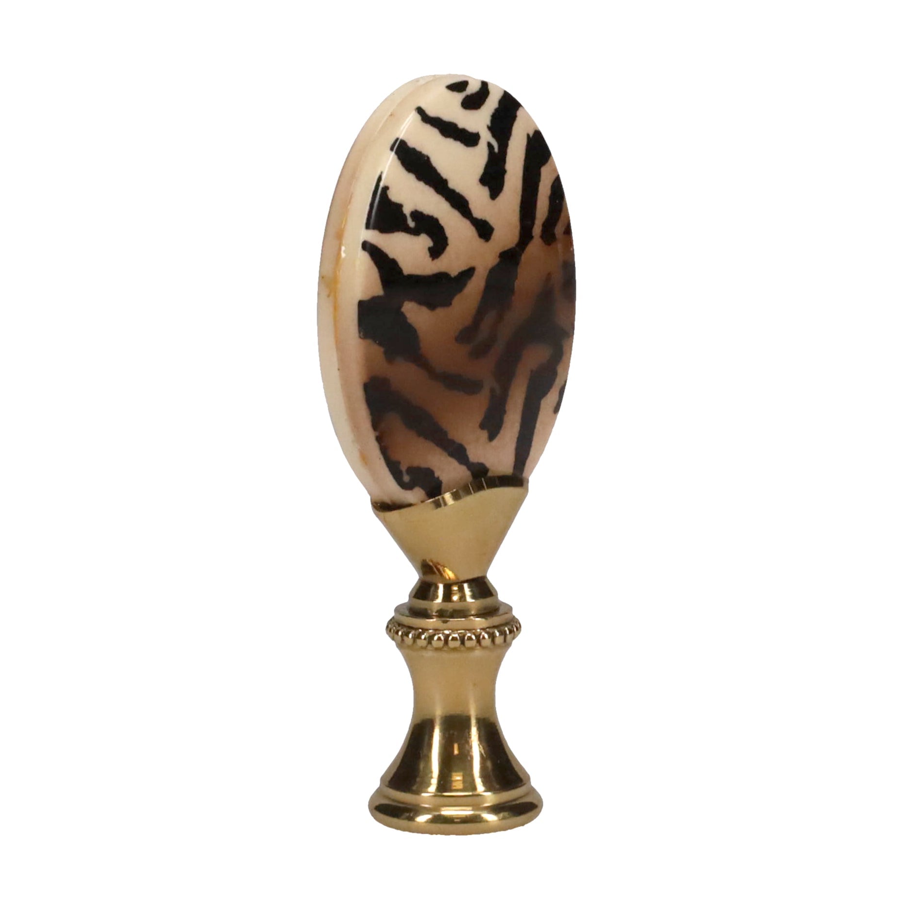 2-5/8" Tall Brass Finial, Tiger Stripes, 1/4-27F Tap (15157)