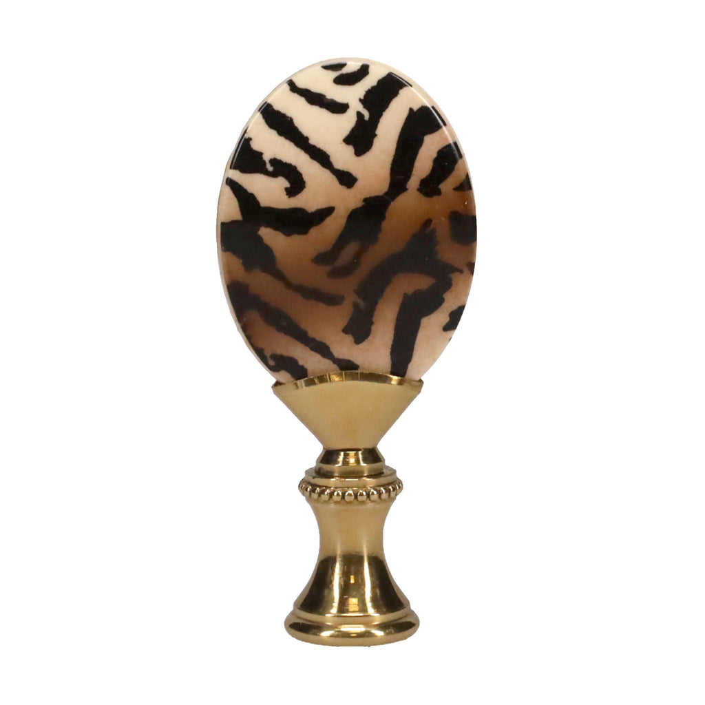 2-5/8" Tall Brass Finial, Tiger Stripes, 1/4-27F Tap (15157)