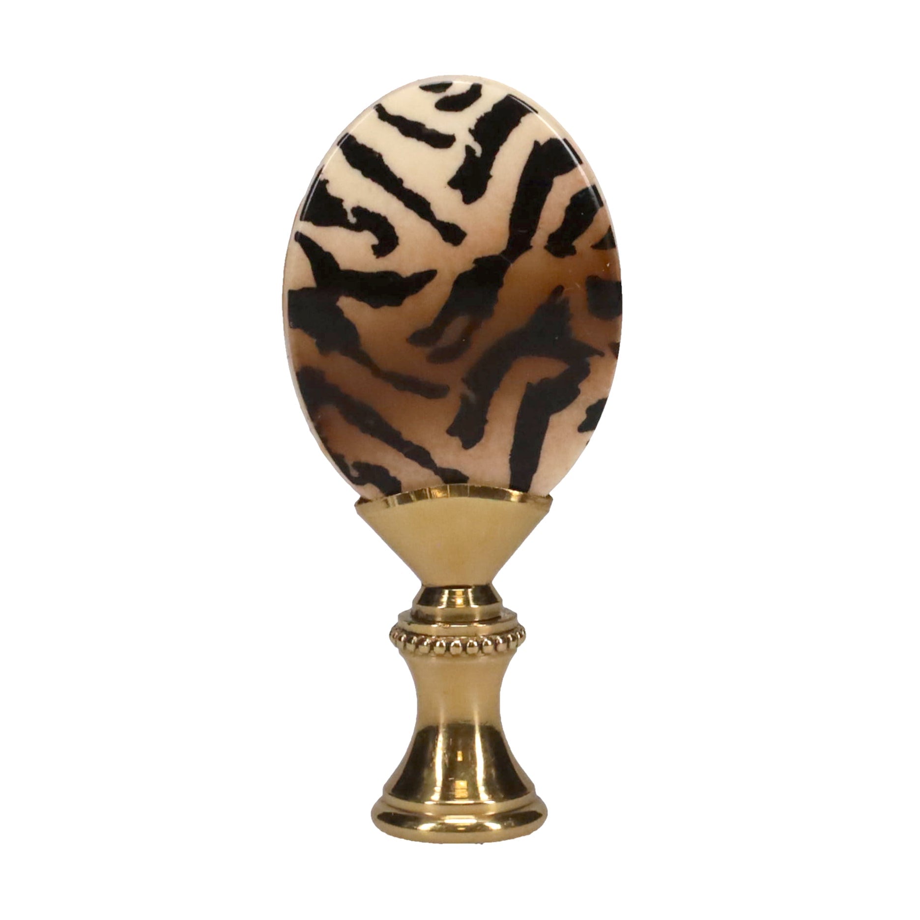 2-5/8" Tall Brass Finial, Tiger Stripes, 1/4-27F Tap (15157)