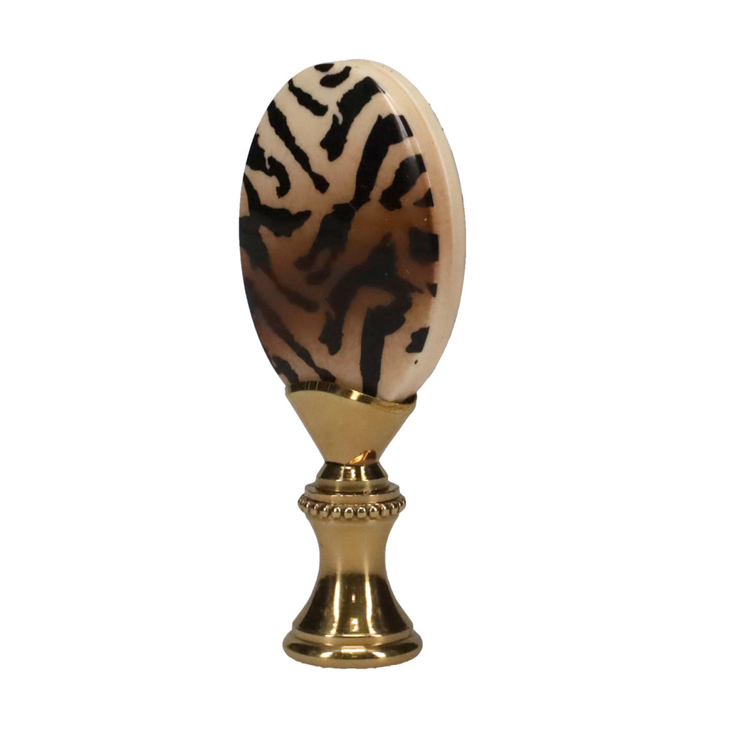 2-5/8" Tall Brass Finial, Tiger Stripes, 1/4-27F Tap (15157)