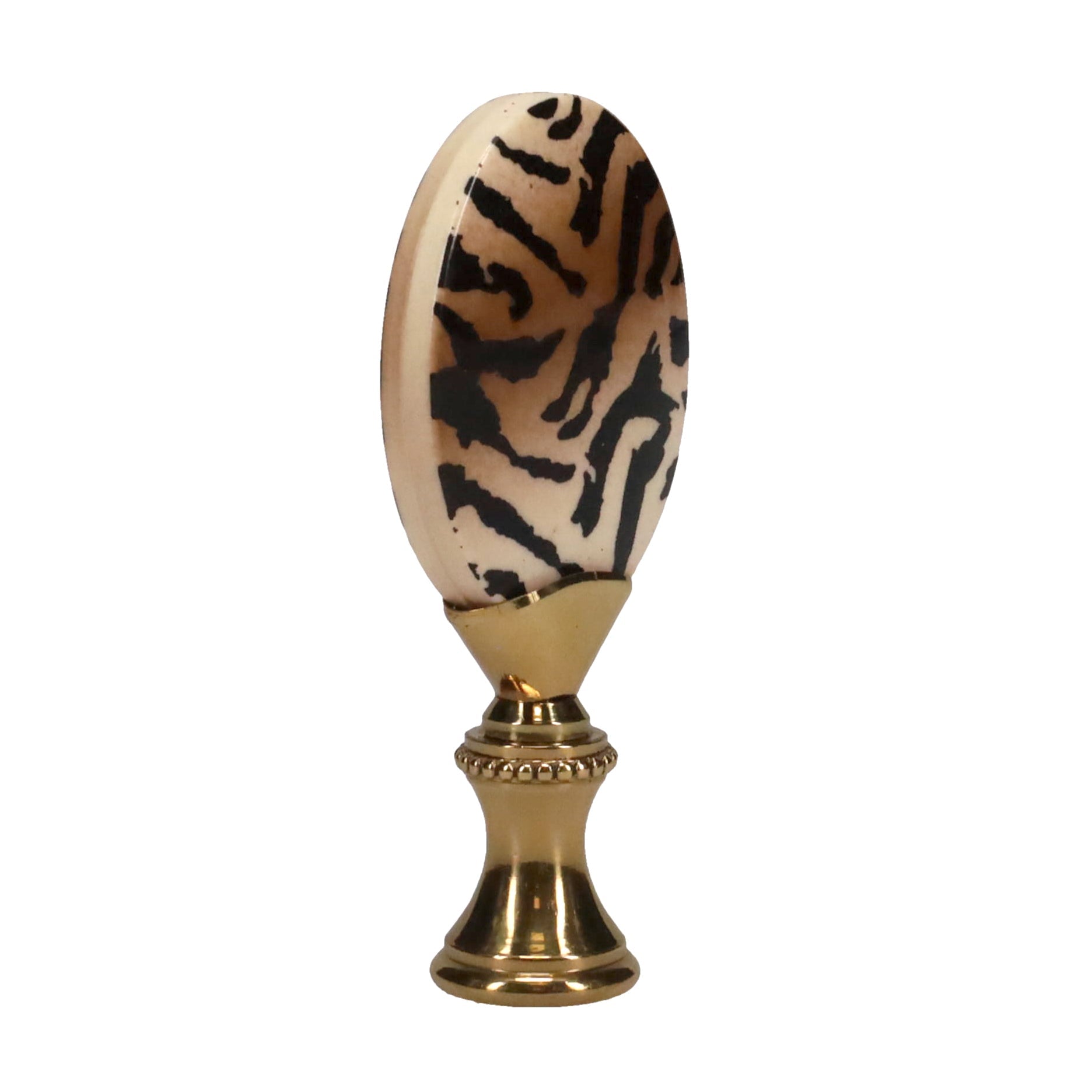 2-5/8" Tall Brass Finial, Tiger Stripes, 1/4-27F Tap (15157)