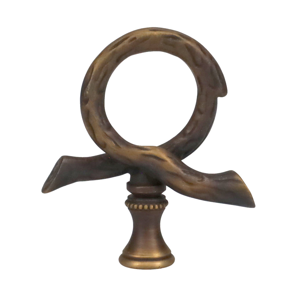 2-1/2" Tall Brass Finial, Roped Tree Branch, Dark Antique Bronze, 1/4-27F Tap (15158)