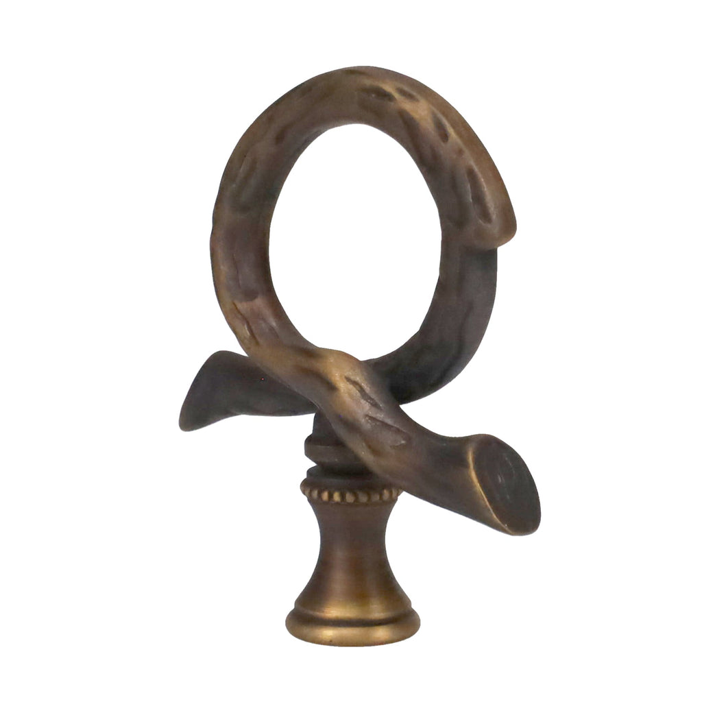 2-1/2" Tall Brass Finial, Roped Tree Branch, Dark Antique Bronze, 1/4-27F Tap (15158)