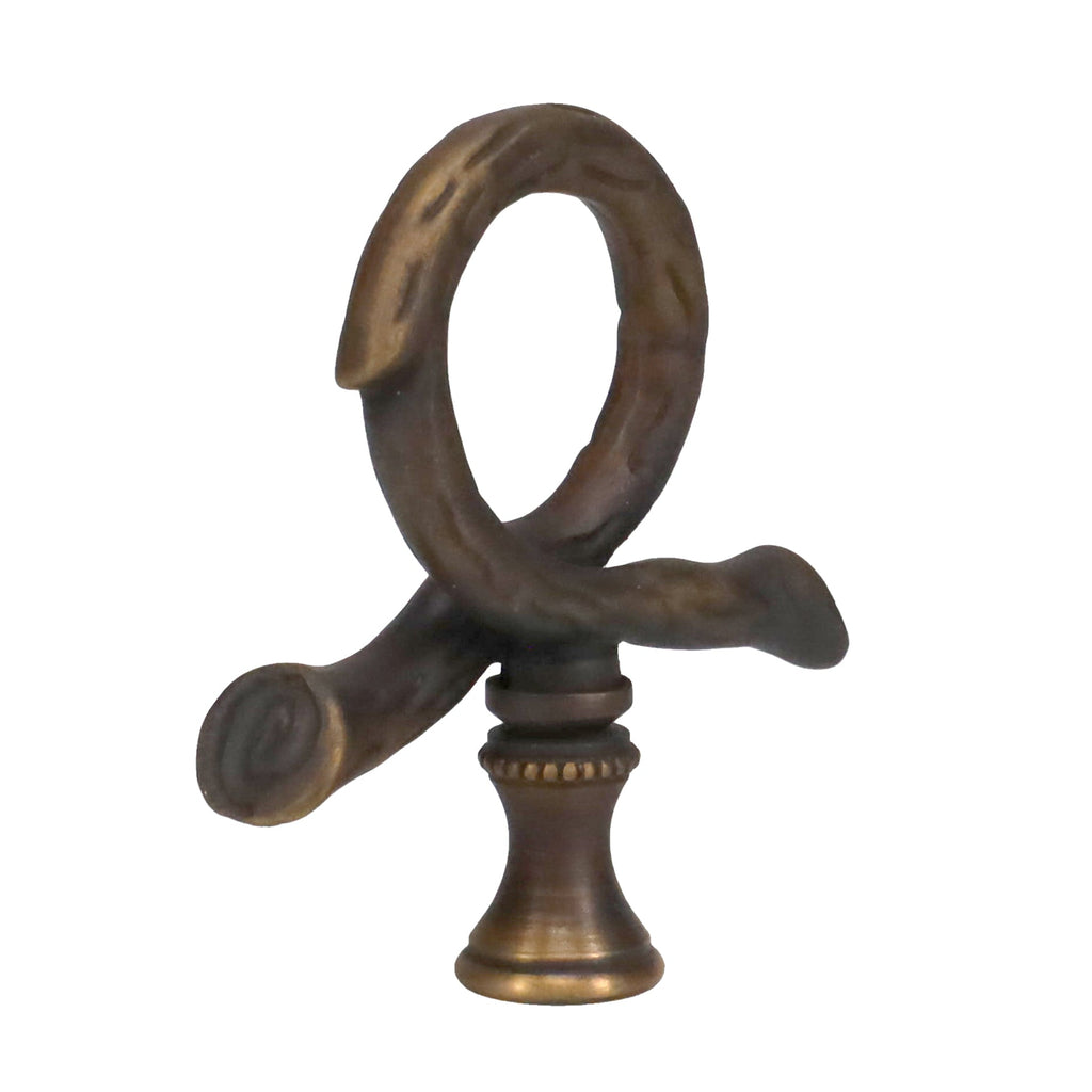 2-1/2" Tall Brass Finial, Roped Tree Branch, Dark Antique Bronze, 1/4-27F Tap (15158)