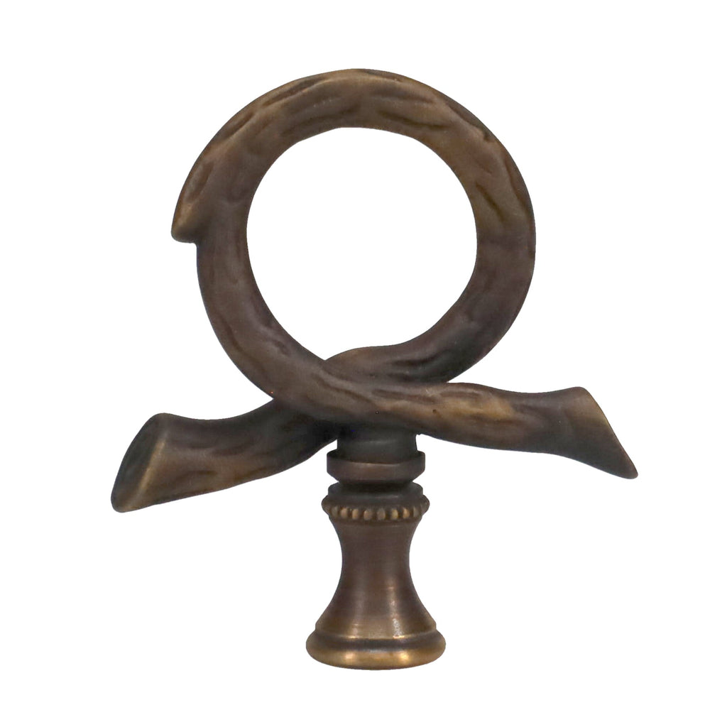 2-1/2" Tall Brass Finial, Roped Tree Branch, Dark Antique Bronze, 1/4-27F Tap (15158)