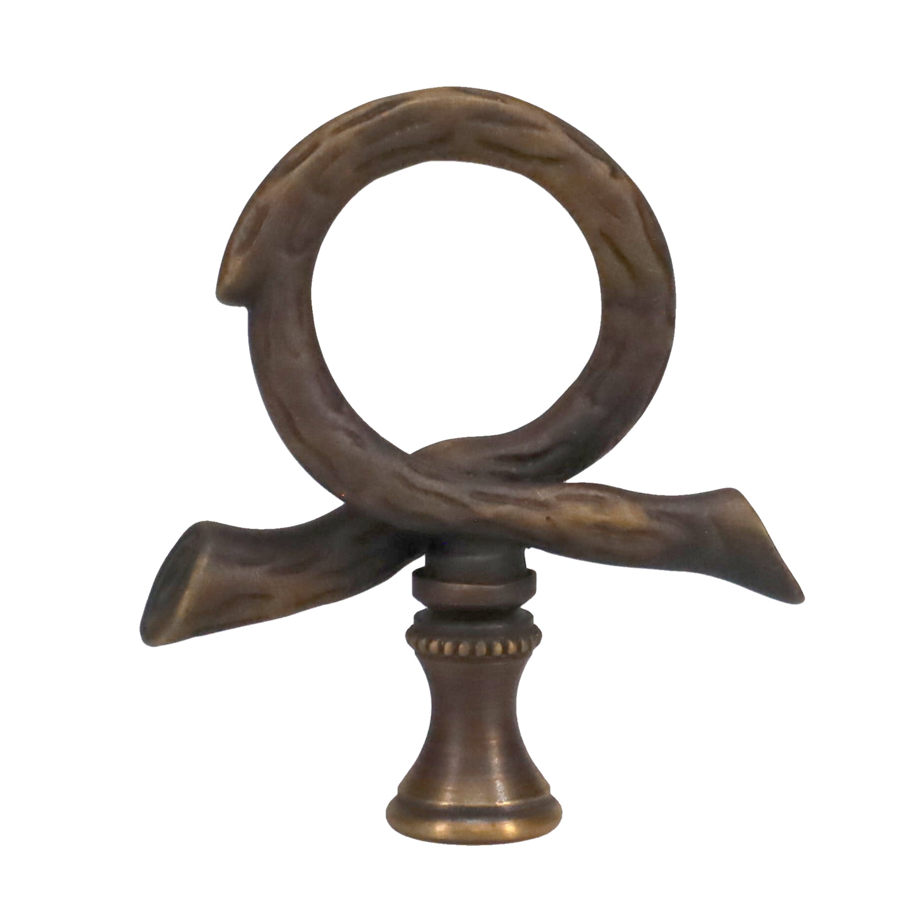2-1/2" Tall Brass Finial, Roped Tree Branch, Dark Antique Bronze, 1/4-27F Tap (15158)