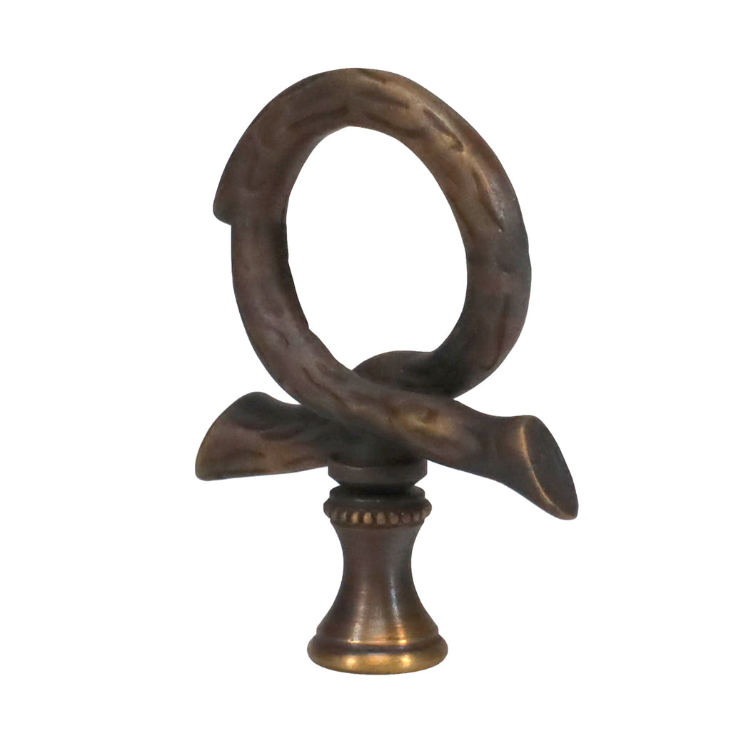 2-1/2" Tall Brass Finial, Roped Tree Branch, Dark Antique Bronze, 1/4-27F Tap (15158)