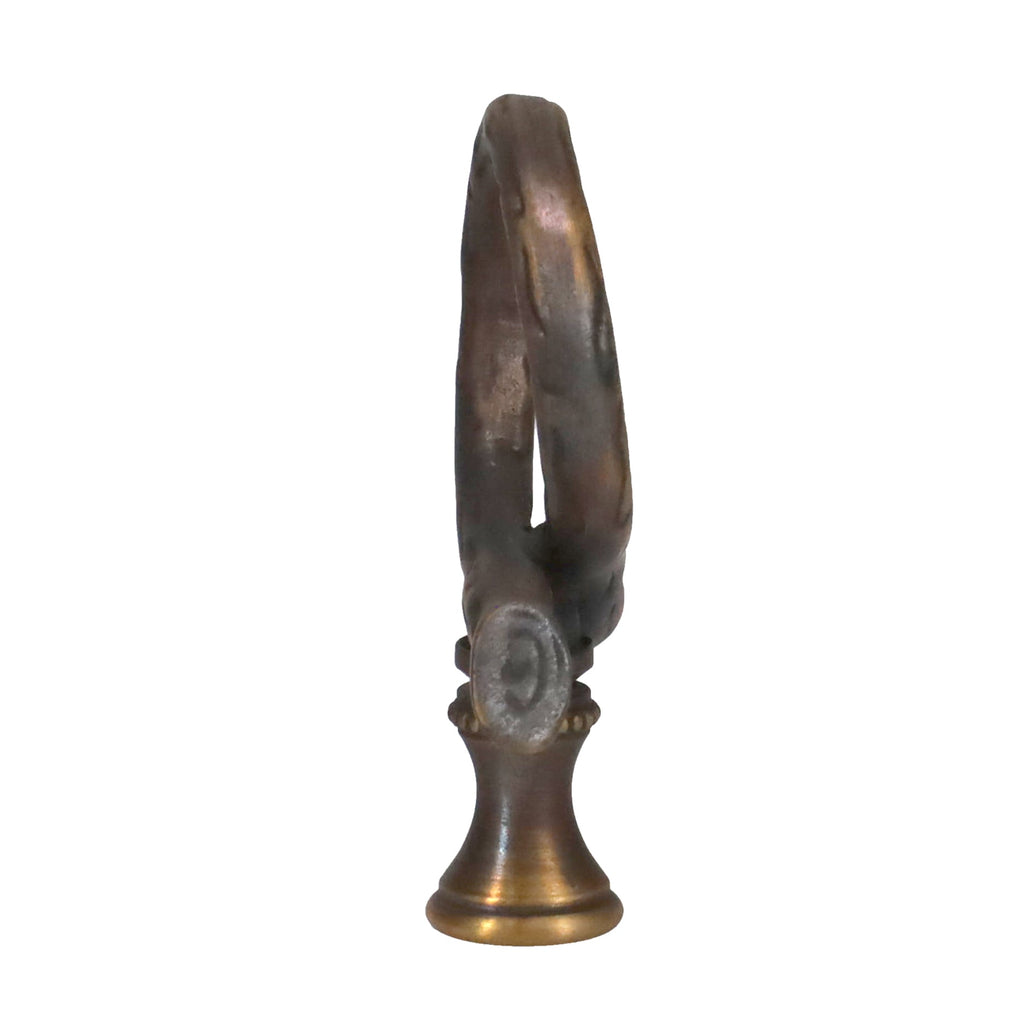 2-1/2" Tall Brass Finial, Roped Tree Branch, Dark Antique Bronze, 1/4-27F Tap (15158)