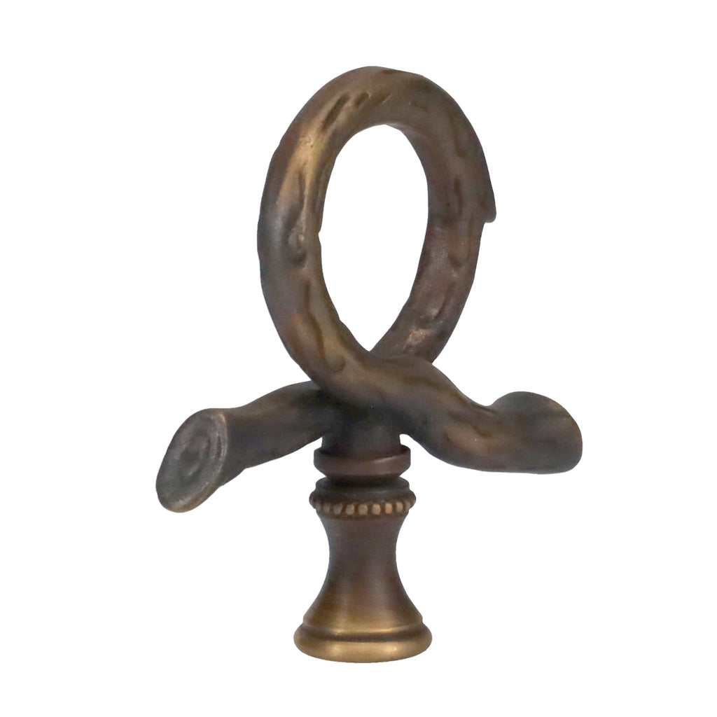 2-1/2" Tall Brass Finial, Roped Tree Branch, Dark Antique Bronze, 1/4-27F Tap (15158)