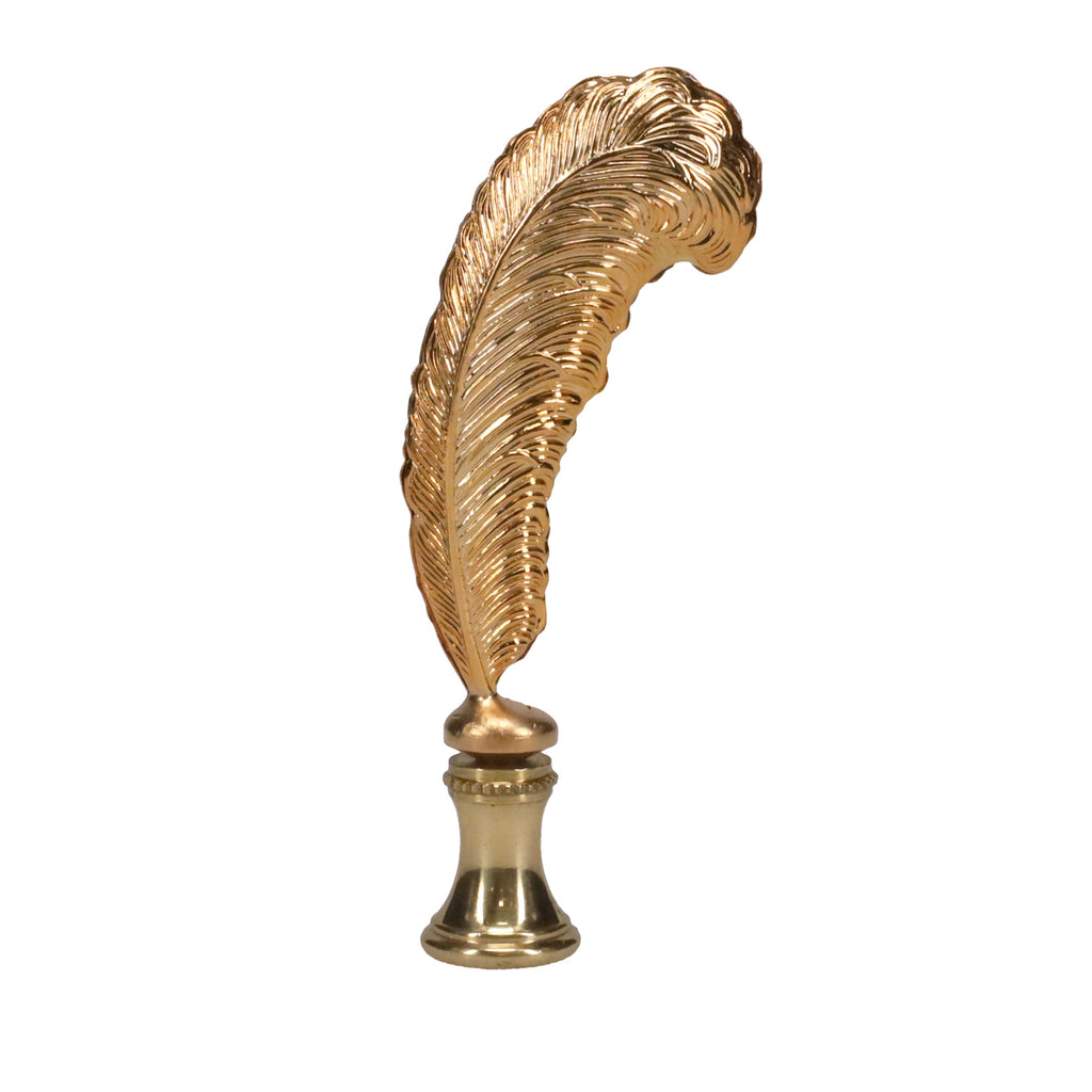 3-3/8" Tall Brass Finial, Feather Quill, 1/4-27F Tap (15159)