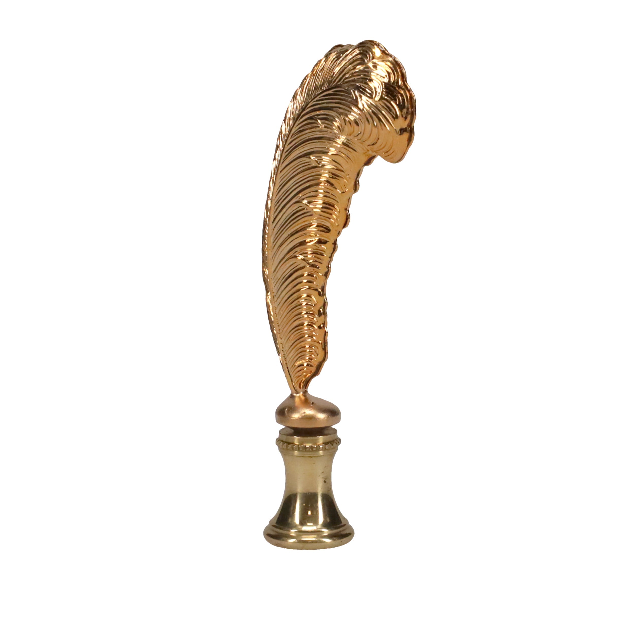 3-3/8" Tall Brass Finial, Feather Quill, 1/4-27F Tap (15159)