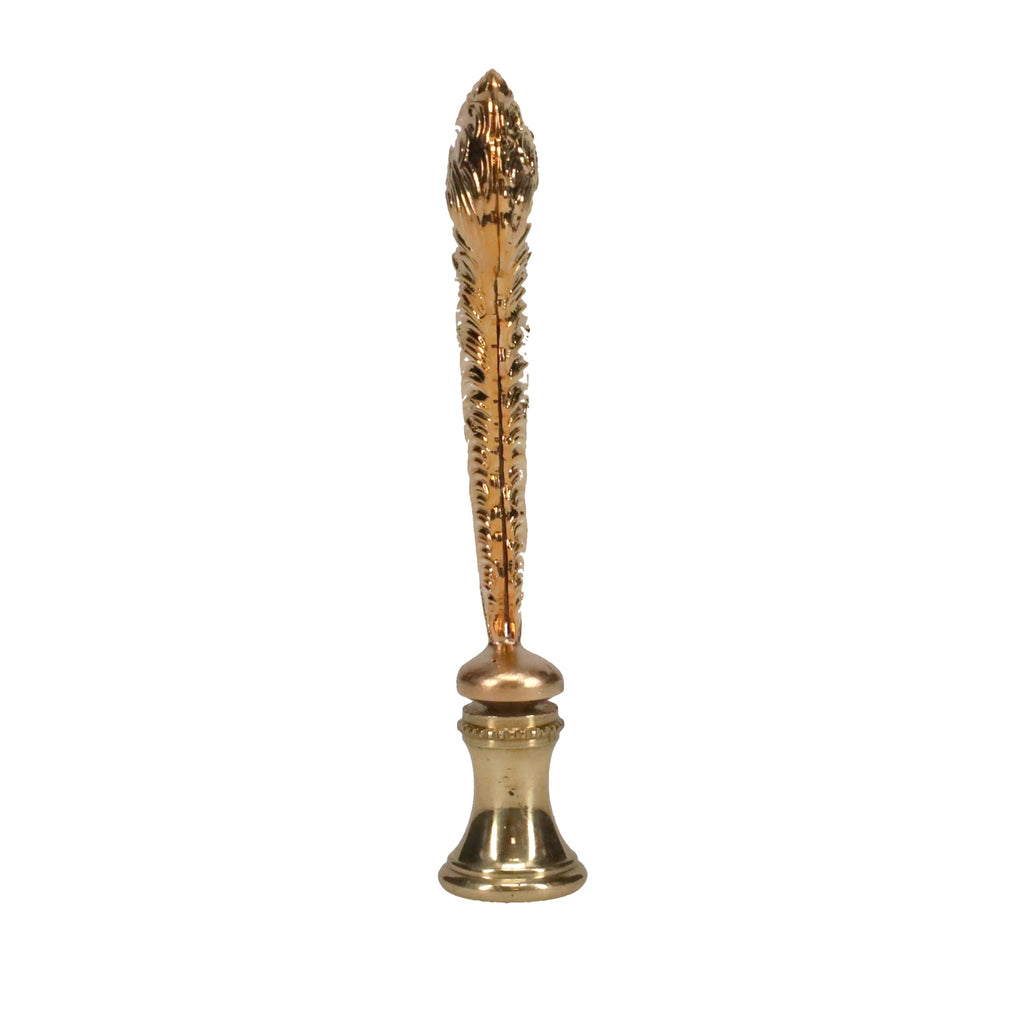 3-3/8" Tall Brass Finial, Feather Quill, 1/4-27F Tap (15159)
