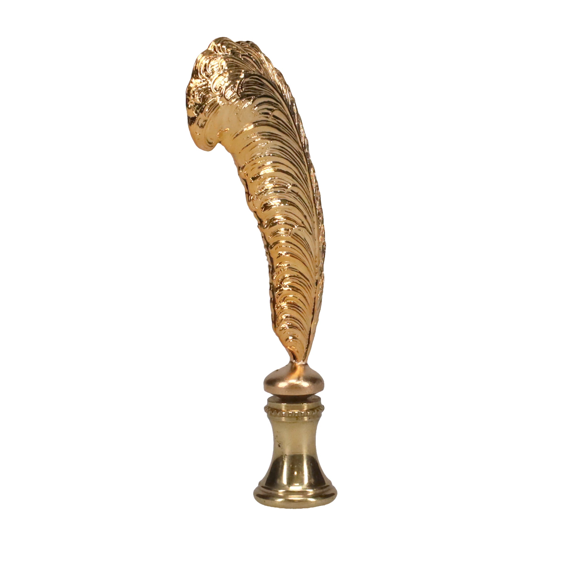3-3/8" Tall Brass Finial, Feather Quill, 1/4-27F Tap (15159)