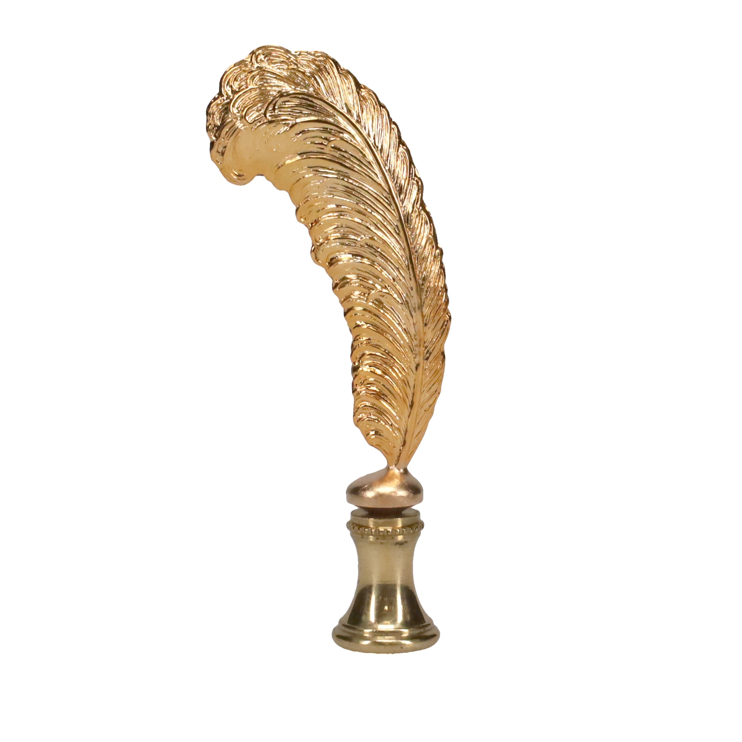 3-3/8" Tall Brass Finial, Feather Quill, 1/4-27F Tap (15159)