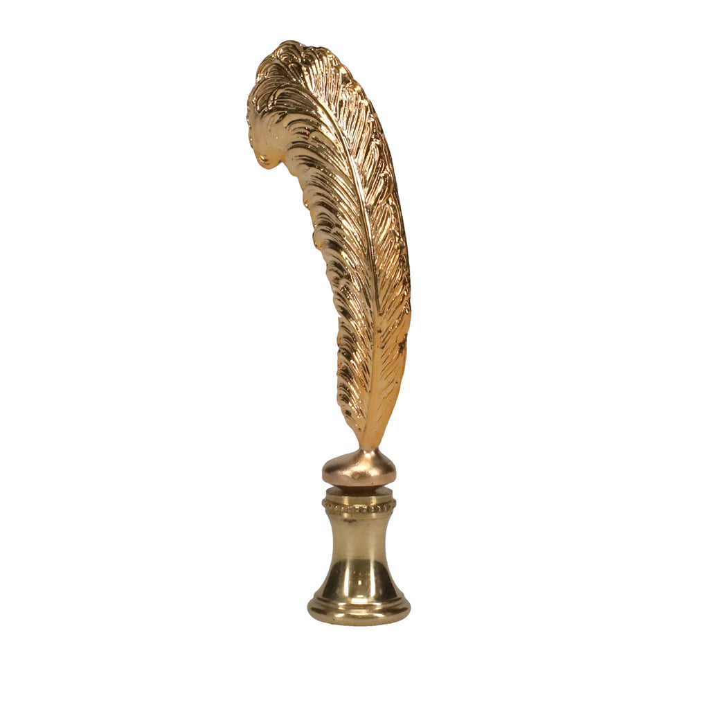 3-3/8" Tall Brass Finial, Feather Quill, 1/4-27F Tap (15159)