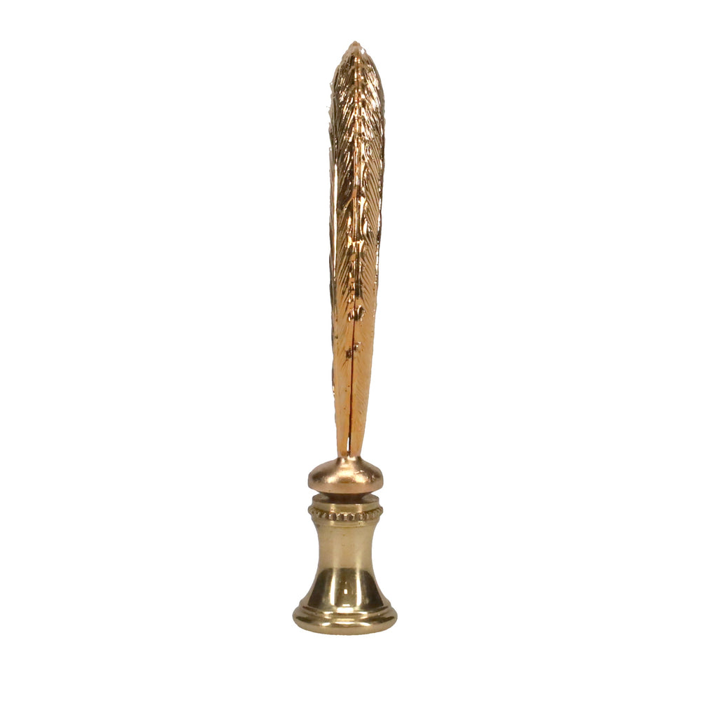 3-3/8" Tall Brass Finial, Feather Quill, 1/4-27F Tap (15159)
