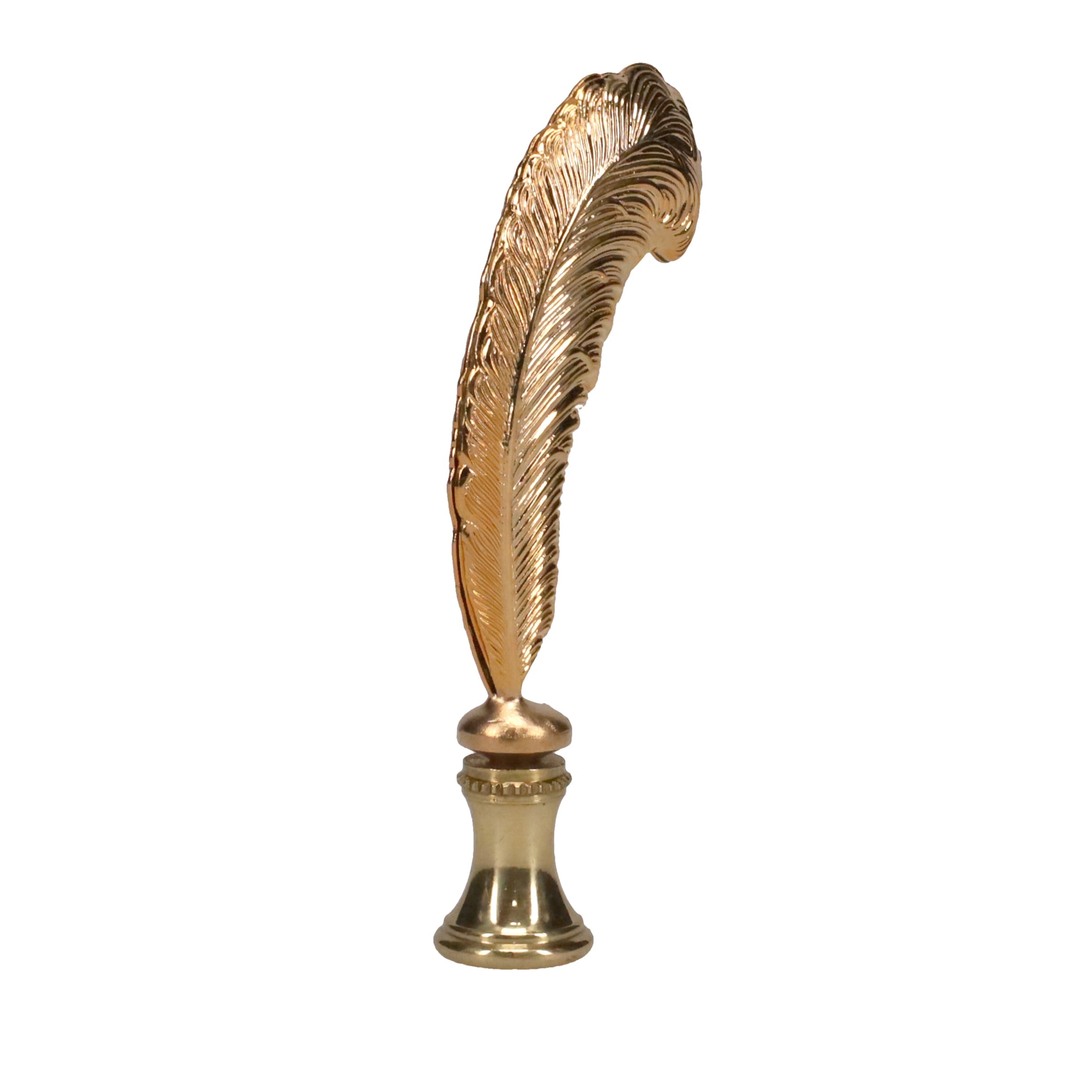 3-3/8" Tall Brass Finial, Feather Quill, 1/4-27F Tap (15159)