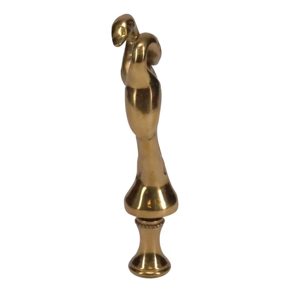 3-3/4" Tall Brass Finial, Two Embracing Birds, 1/4-27F Tap (15160)