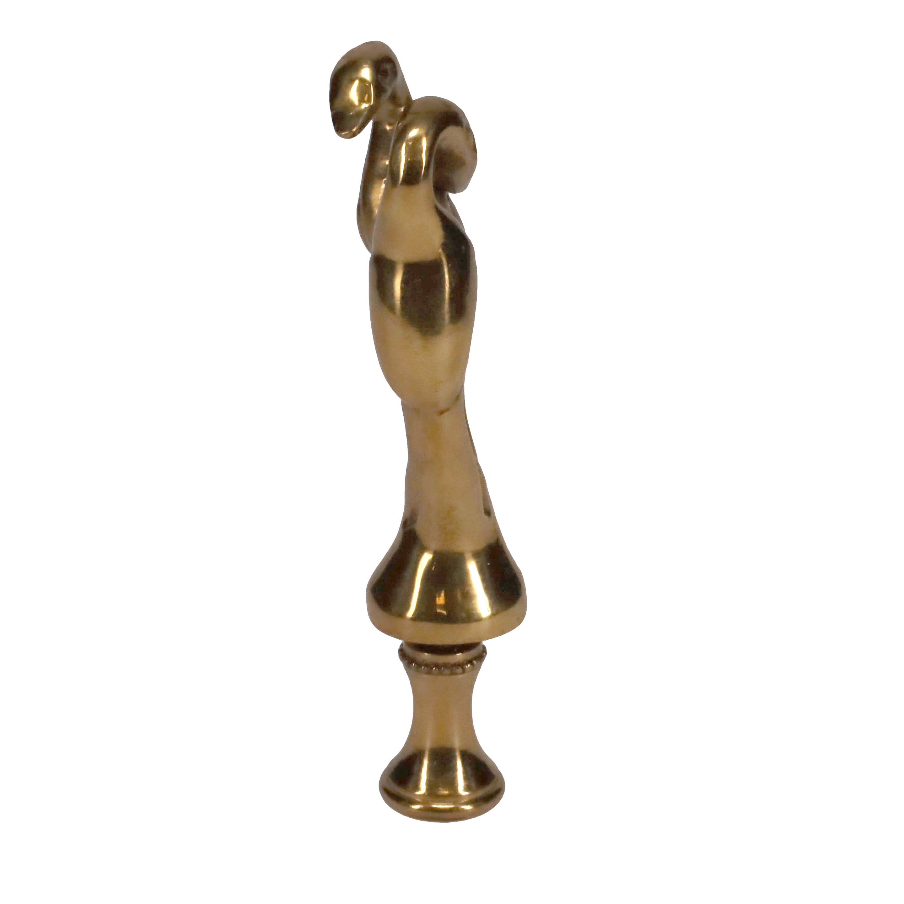 3-3/4" Tall Brass Finial, Two Embracing Birds, 1/4-27F Tap (15160)