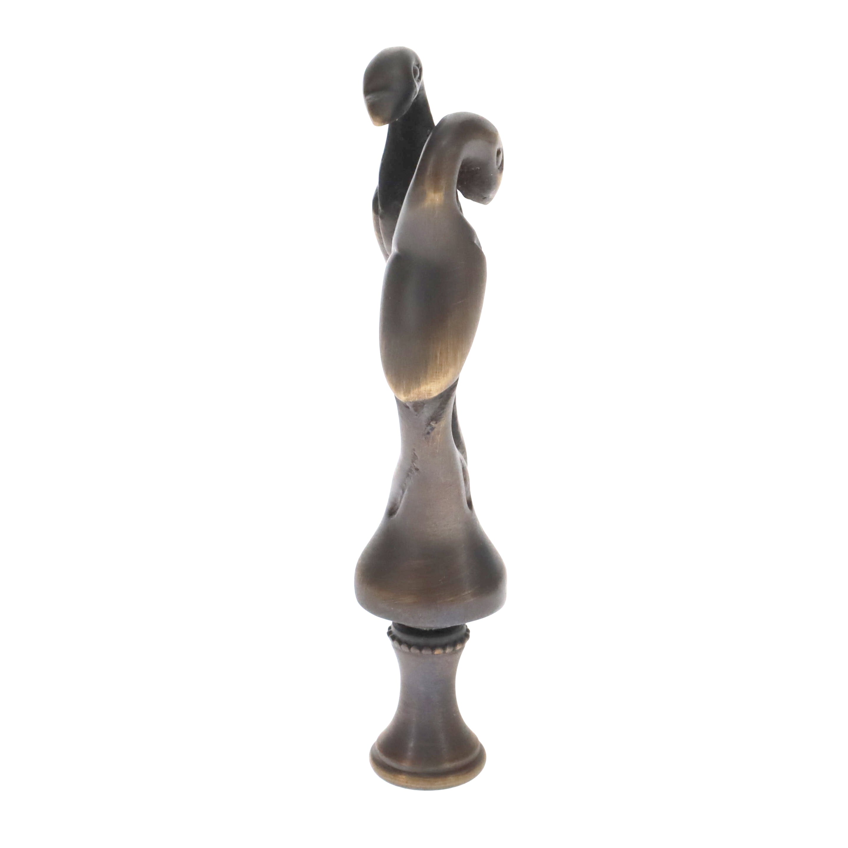 3-3/4" Tall Brass Finial, Two Embracing Birds, Dark Bronze, 1/4-27F Tap (15160BR)