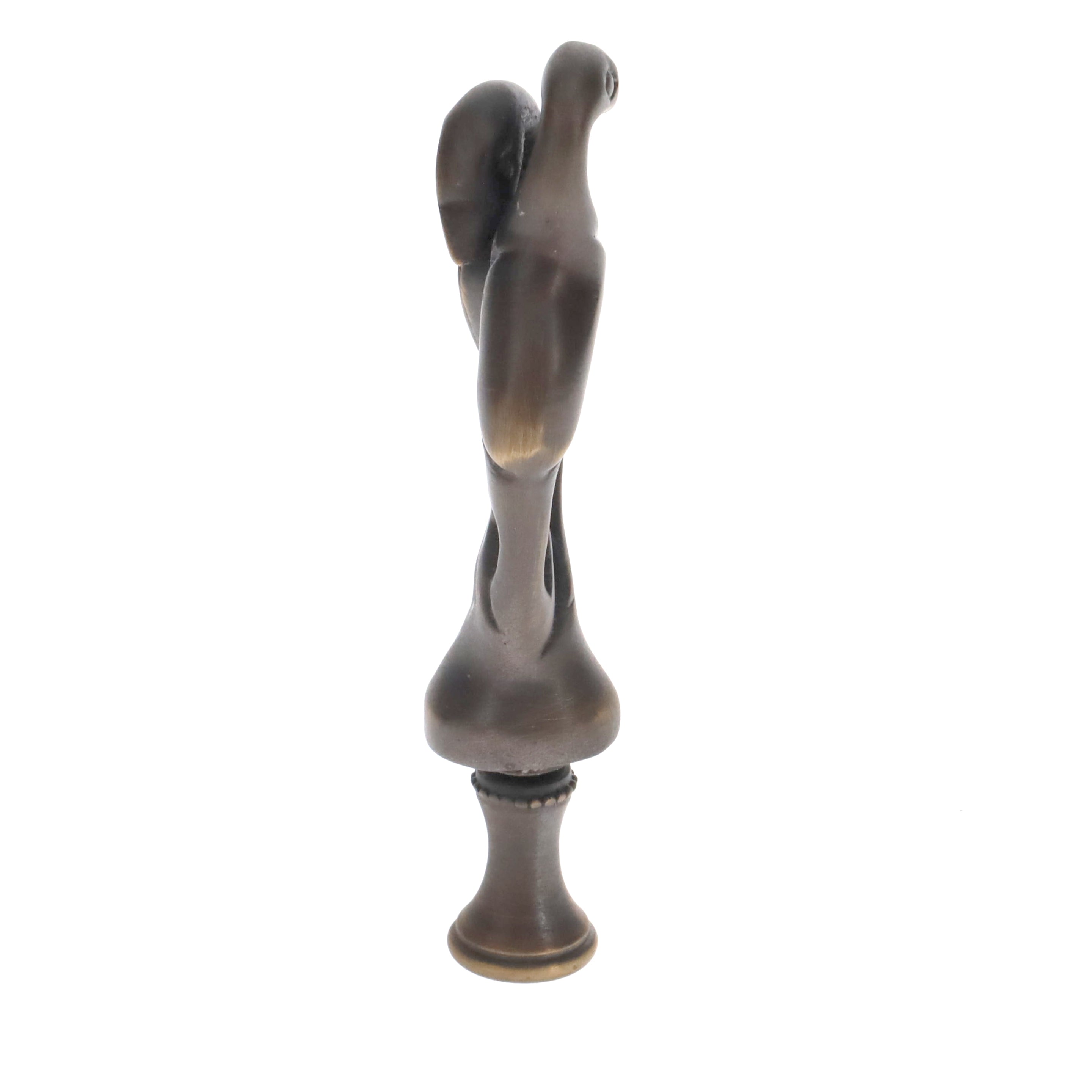 3-3/4" Tall Brass Finial, Two Embracing Birds, Dark Bronze, 1/4-27F Tap (15160BR)