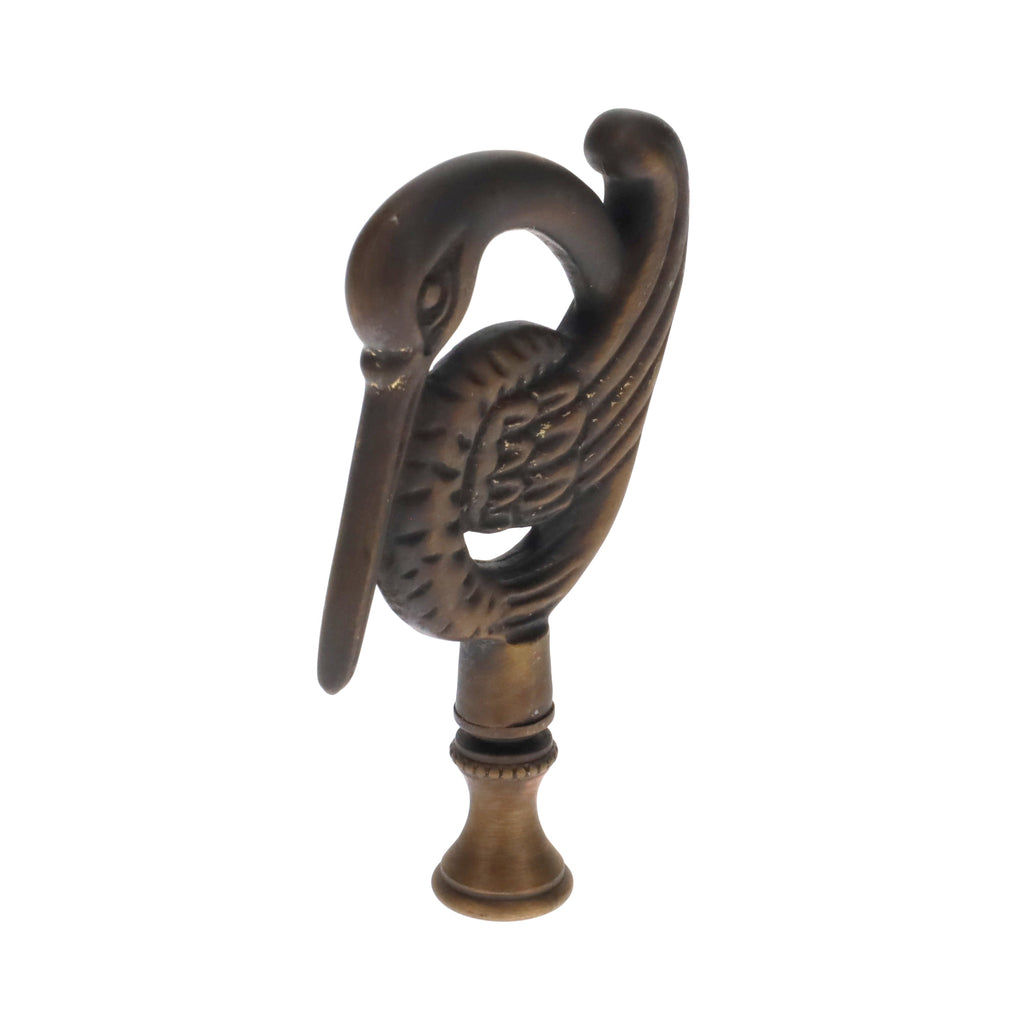 3-3/8" Tall Brass Finial, Crane Bird, Dark Bronze 1/4-27F Tap (15162BR)