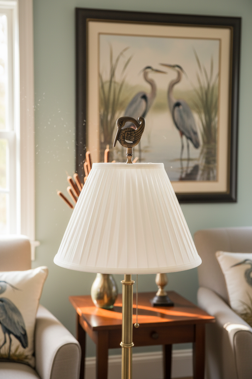 3-3/8" Tall Brass Finial, Crane Bird, Dark Bronze 1/4-27F Tap (15162BR)