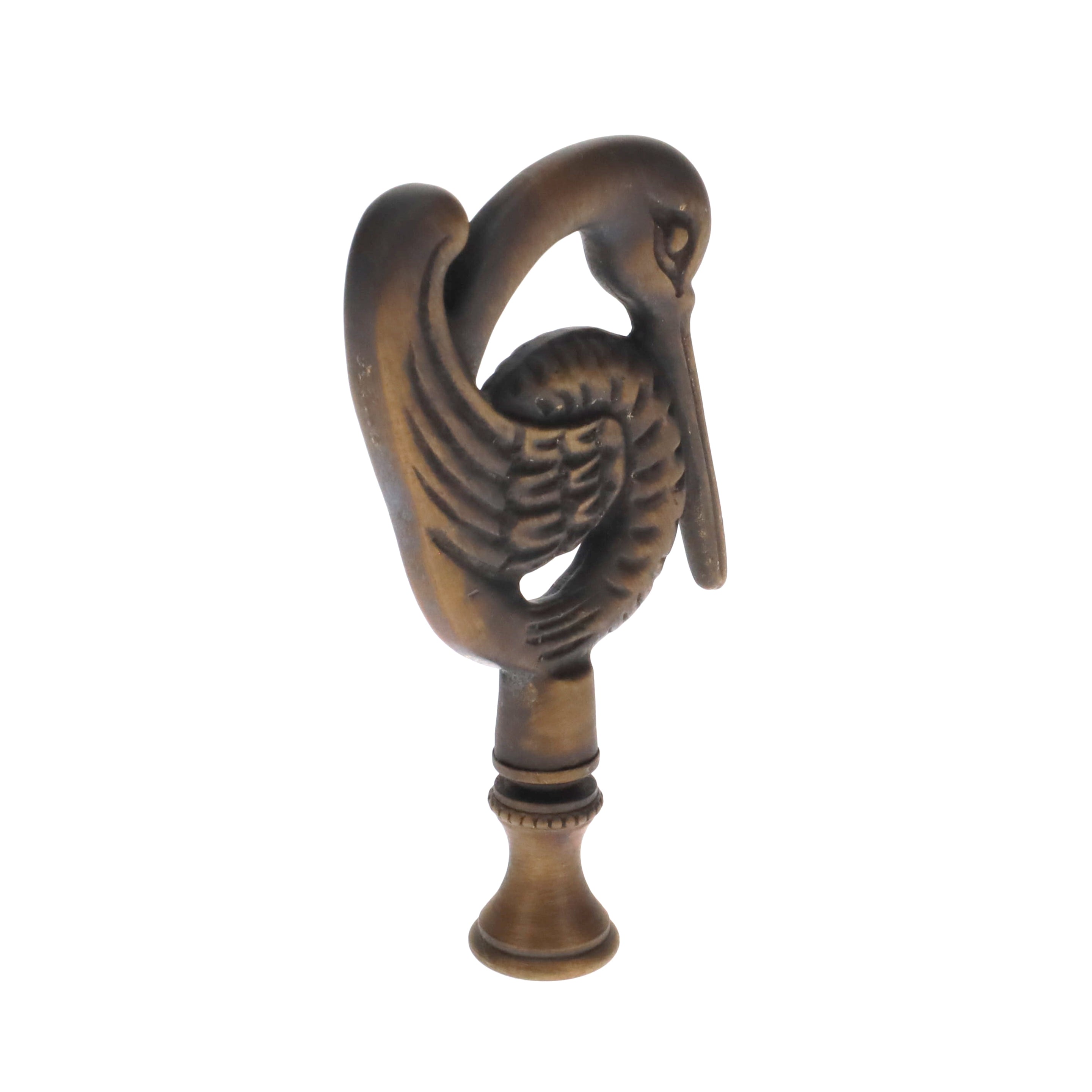 3-3/8" Tall Brass Finial, Crane Bird, Dark Bronze 1/4-27F Tap (15162BR)